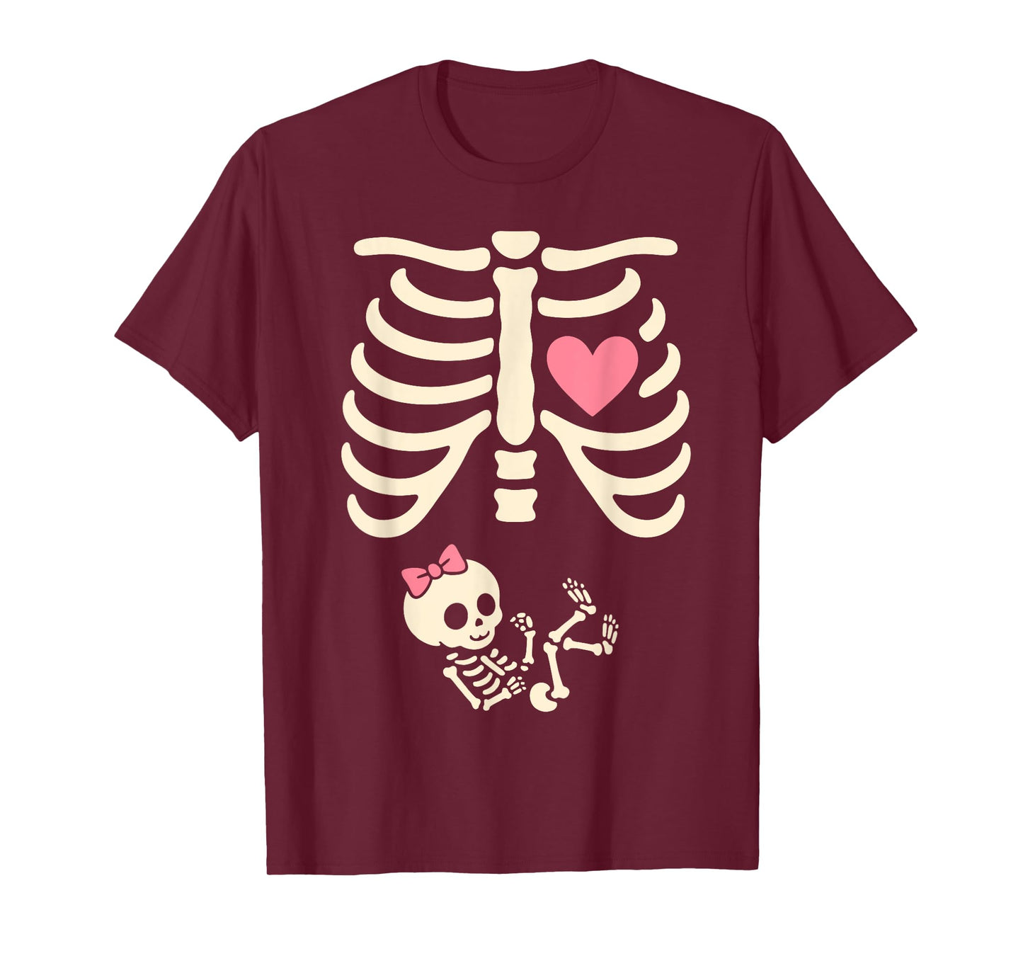 Halloween Skeleton Pregnancy Baby Girl Funny Pregnant T-Shirt