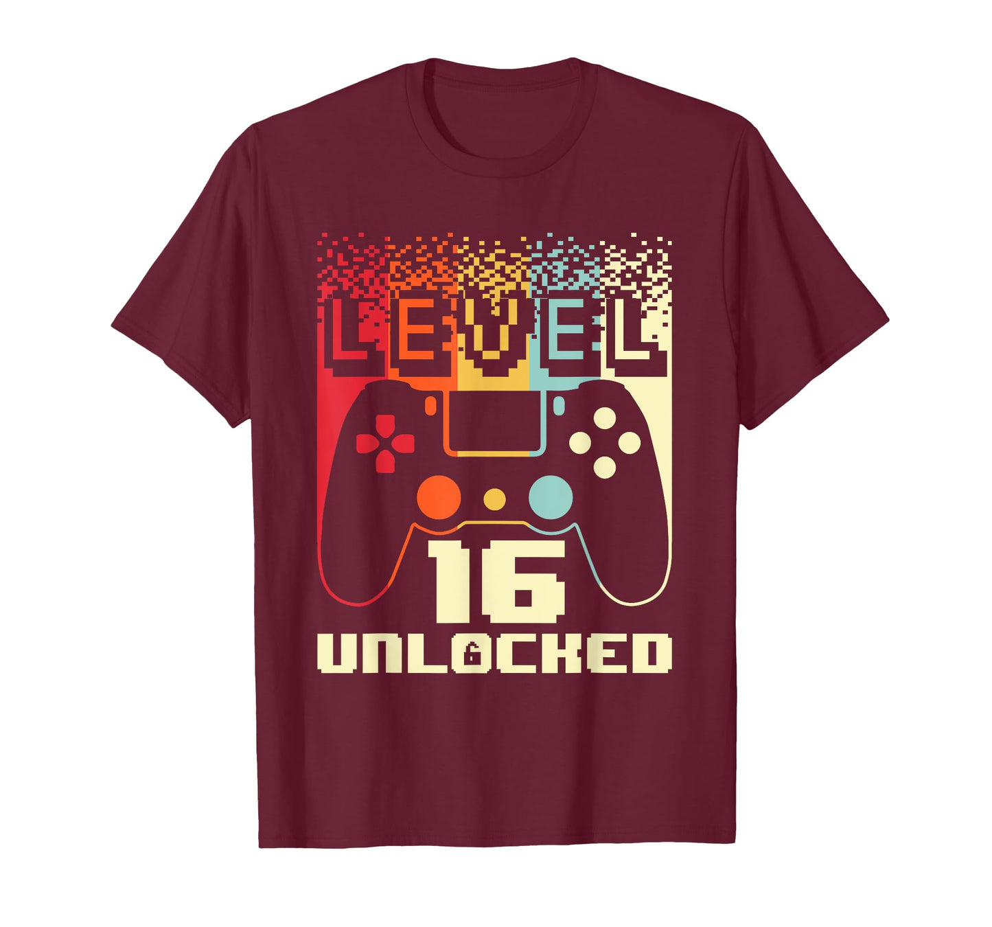 16th Birthday For Boys Level 16 Unlocked Gamer 16 Year Old T-Shirt