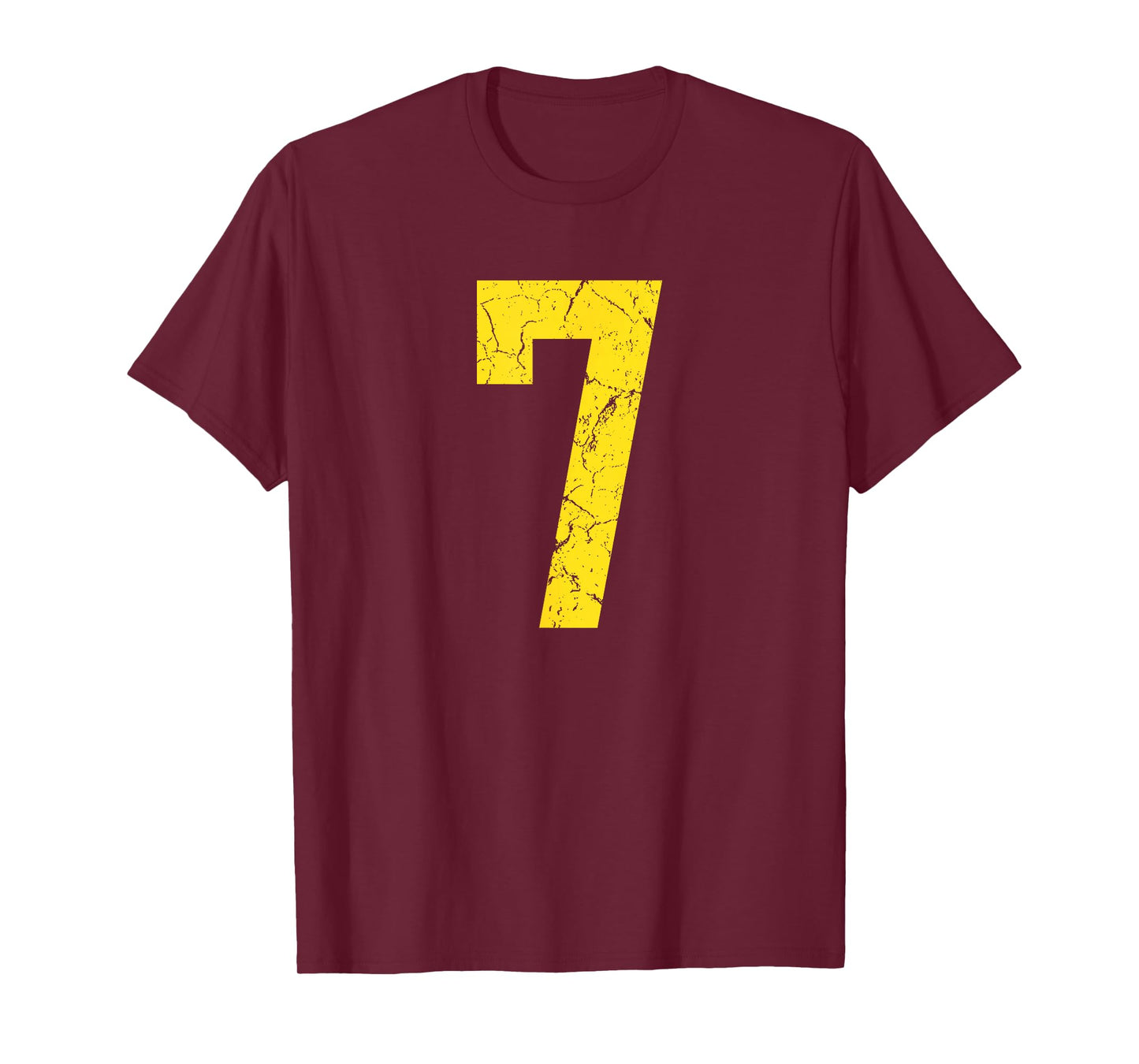 Distressed Bright Gold Number 7 Jersey Player Uniform #7 T-Shirt