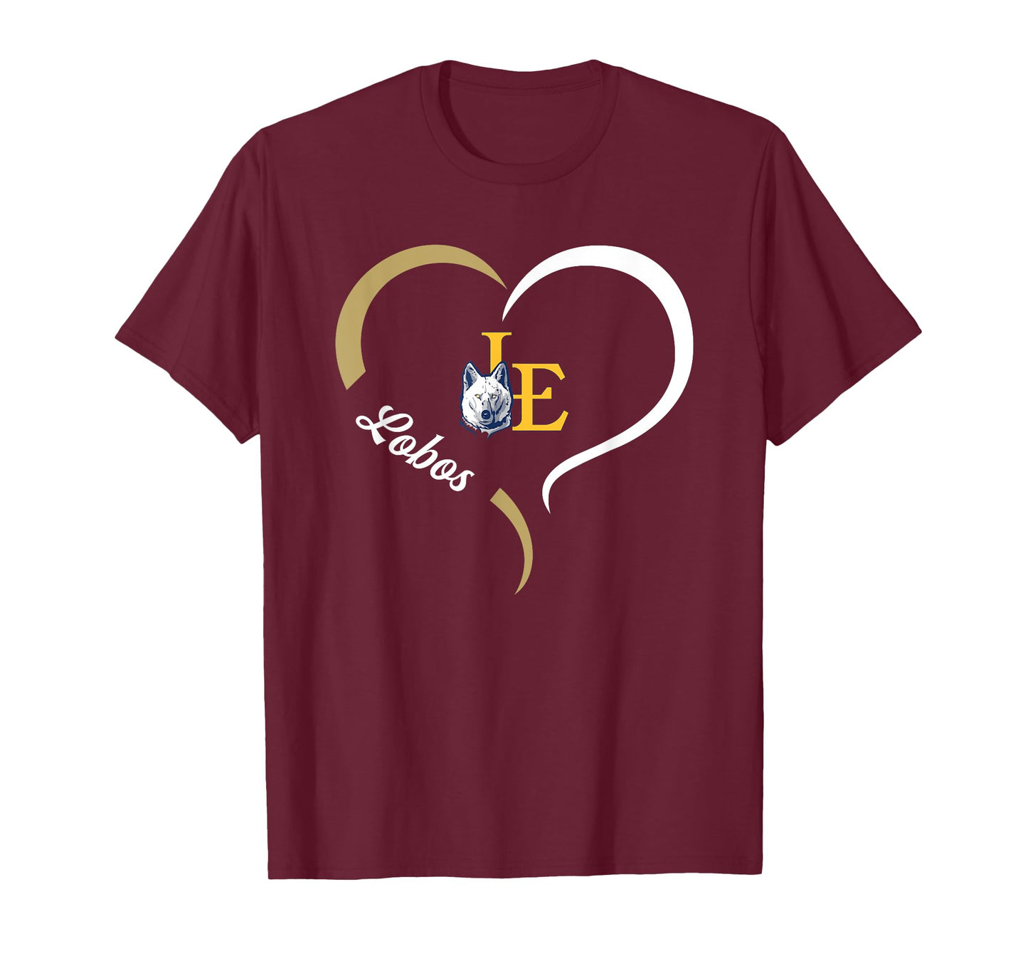 Little Elm Lobos Logo Half Heart Slogan HS T-Shirt