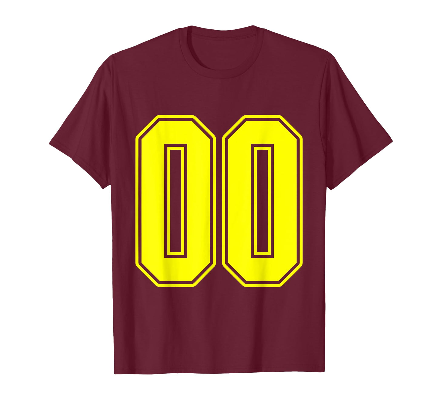 #00 Yellow Outline Number 00 Sports Fan Jersey Style T-Shirt