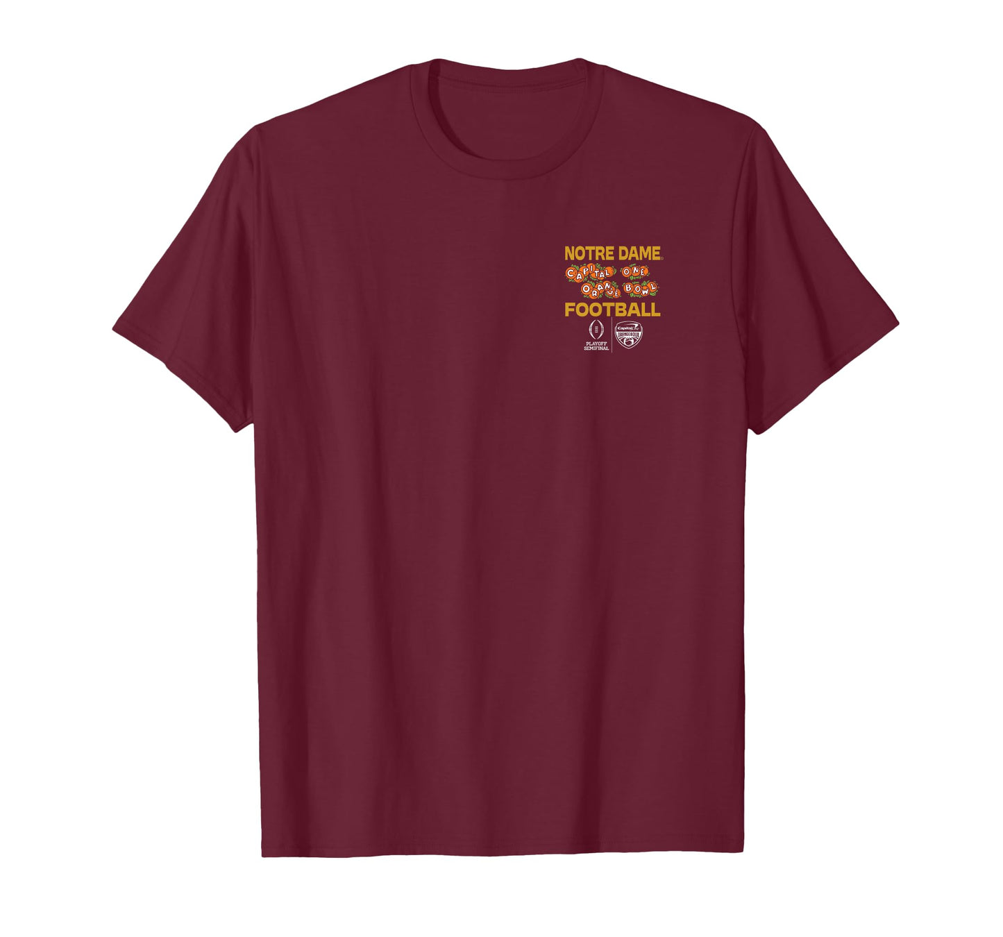 Elite Authentics Unisex-Adults Notre Dame Fighting Irish CFP Orange Bowl 2024-25 Navy Blue Short Sleeve T-Shirt