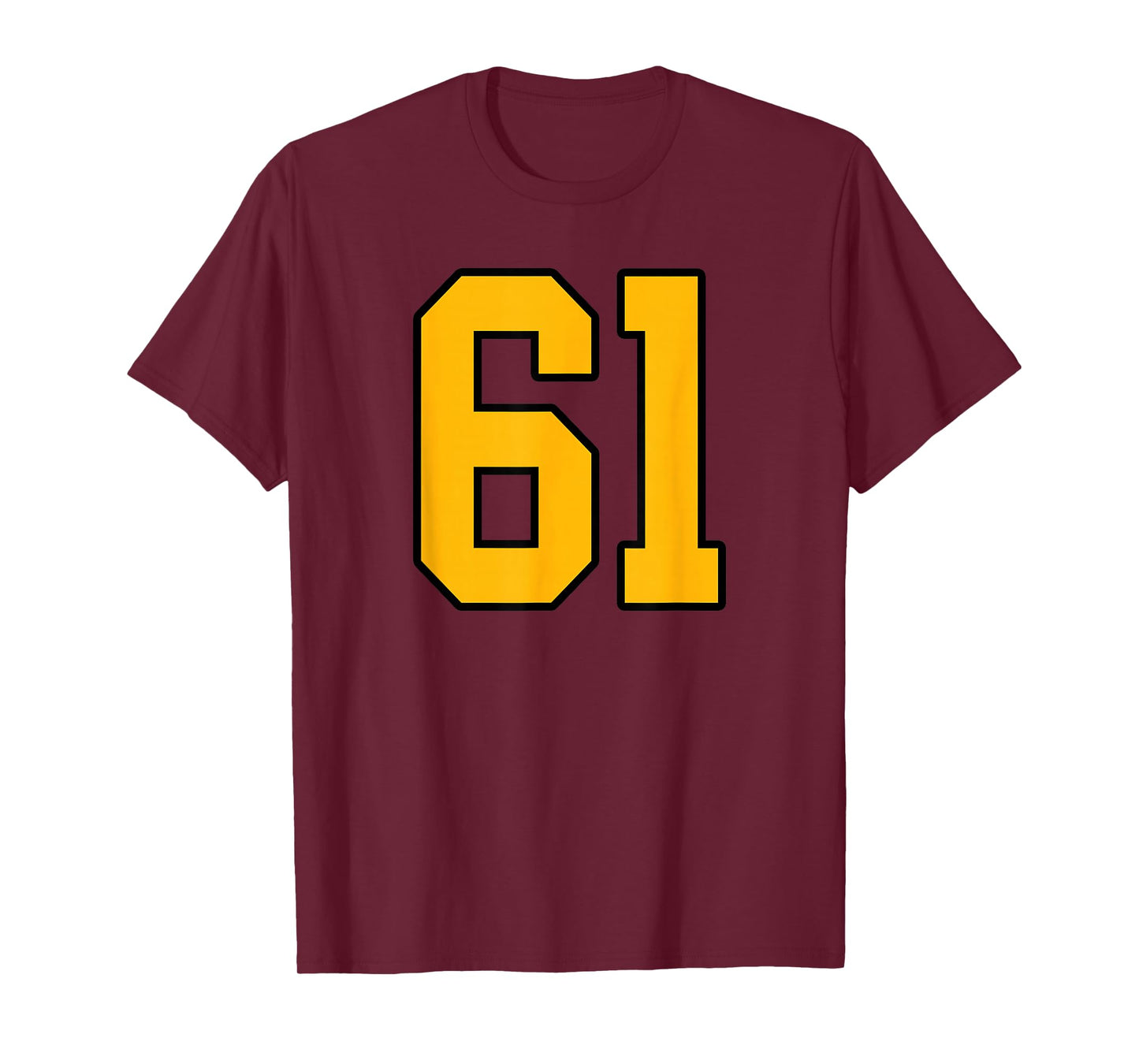 Gold and Black Sports Number 61 Jersey Uniform Player T-Shirt