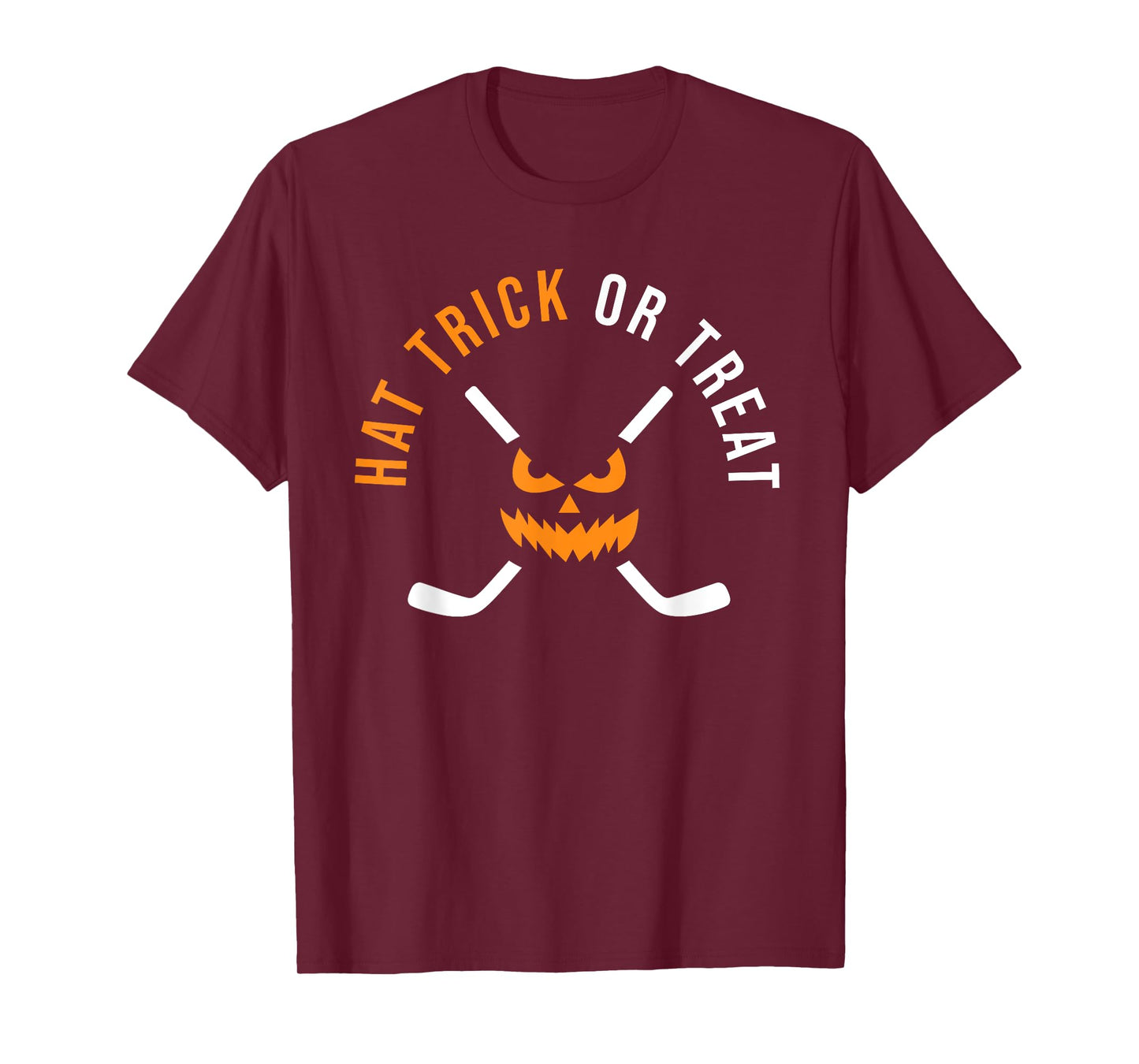 Halloween Hockey Hat Trick Or Treat Ice Hockey Player T-Shirt