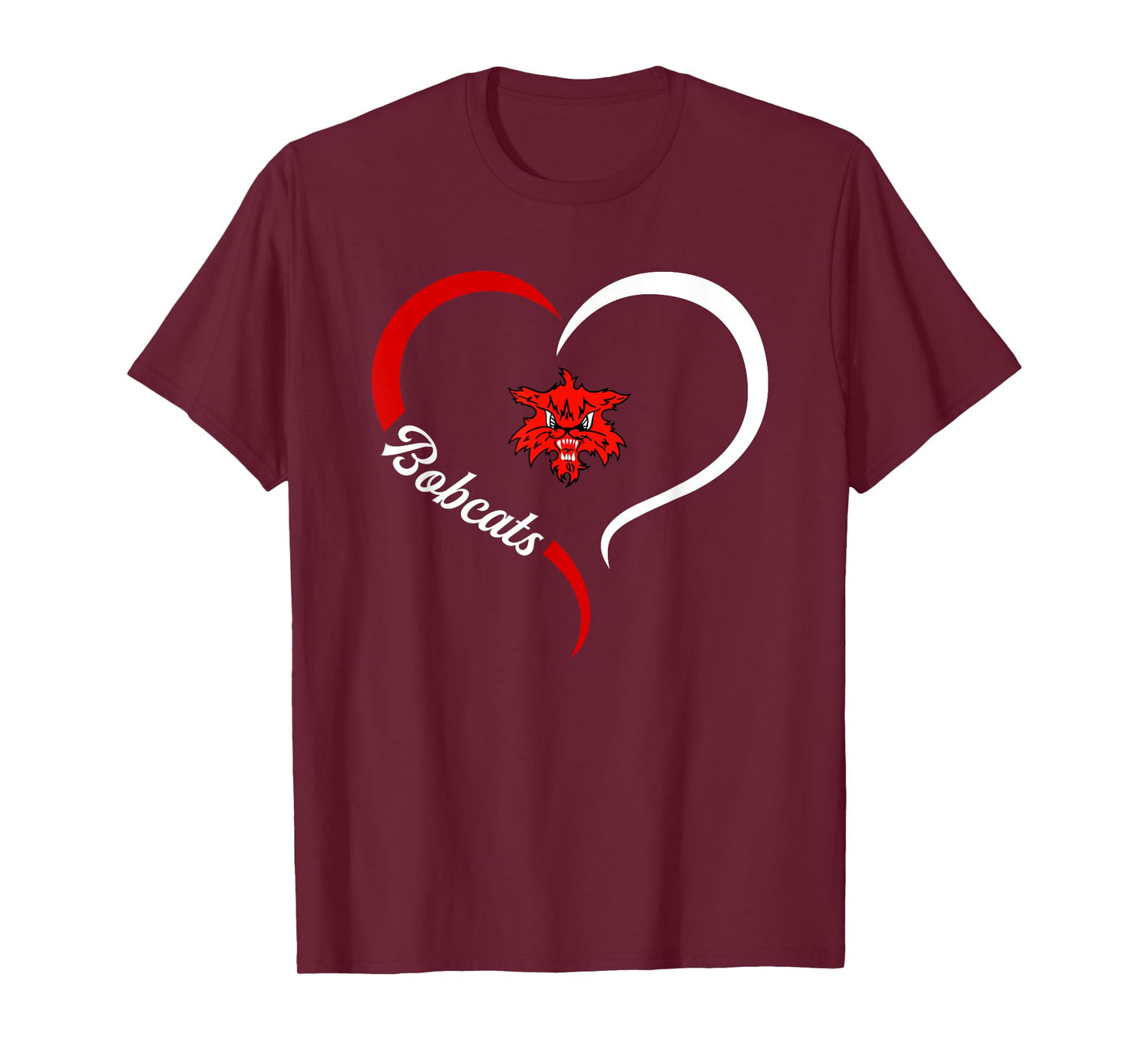 Marshalltown Bobcats Logo Half Heart Slogan HS T-Shirt