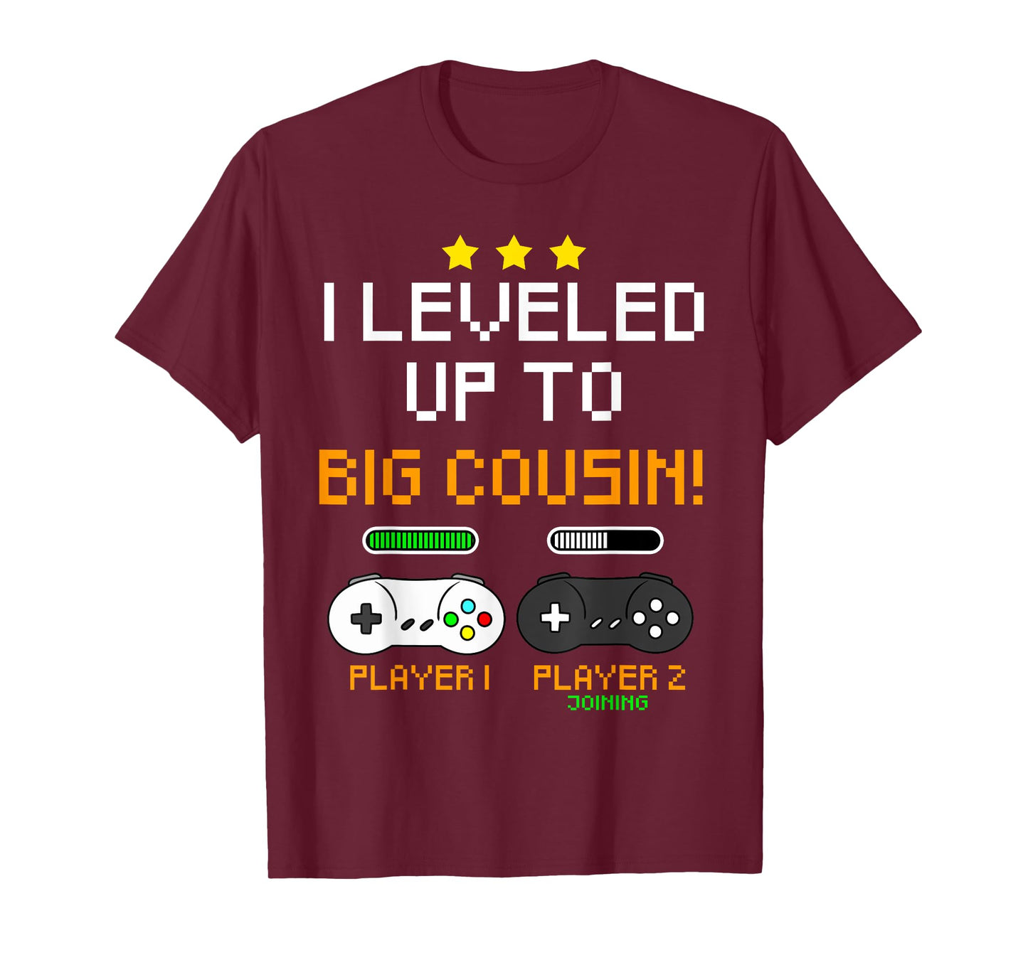 Cool Big Cousin Apparel Cousin Gamer Baby Announcement Gender Reveal Gaming T-Shirt, Black, Small