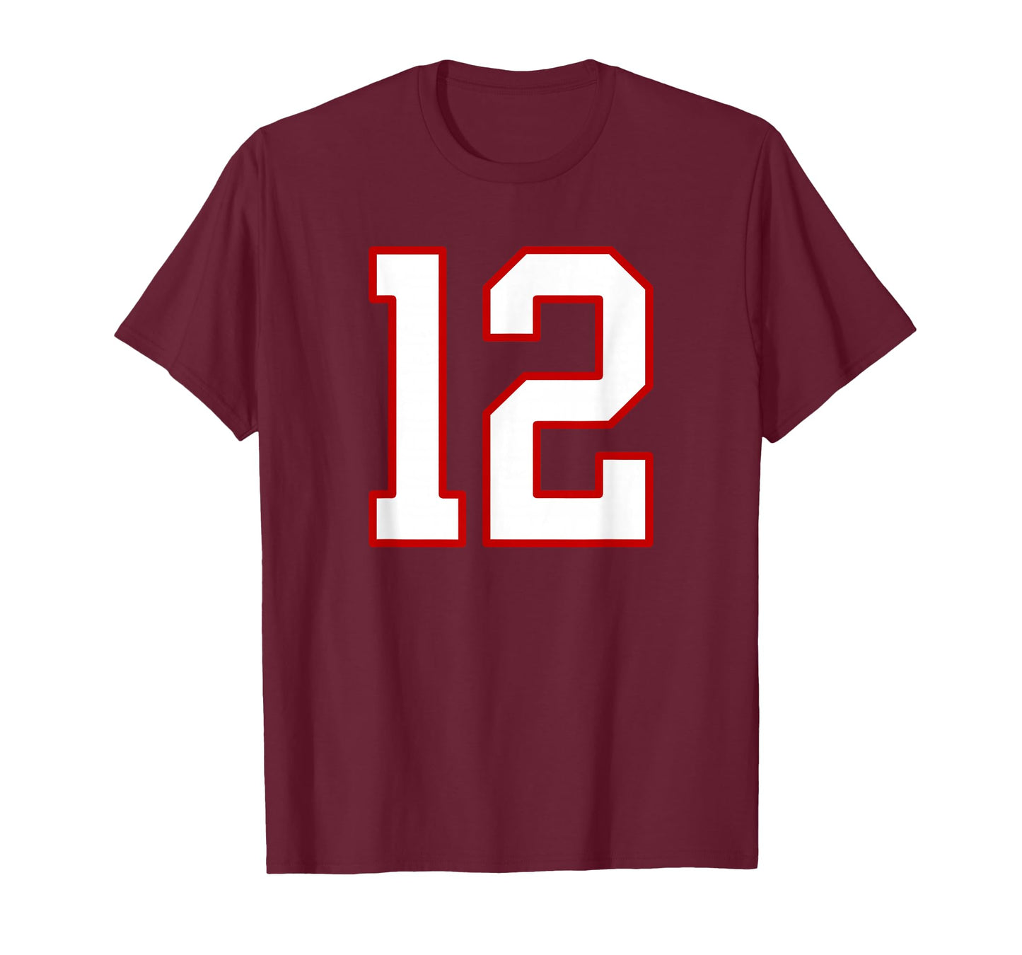 White and Red Sports Number 12 Jersey Uniform Player T-Shirt