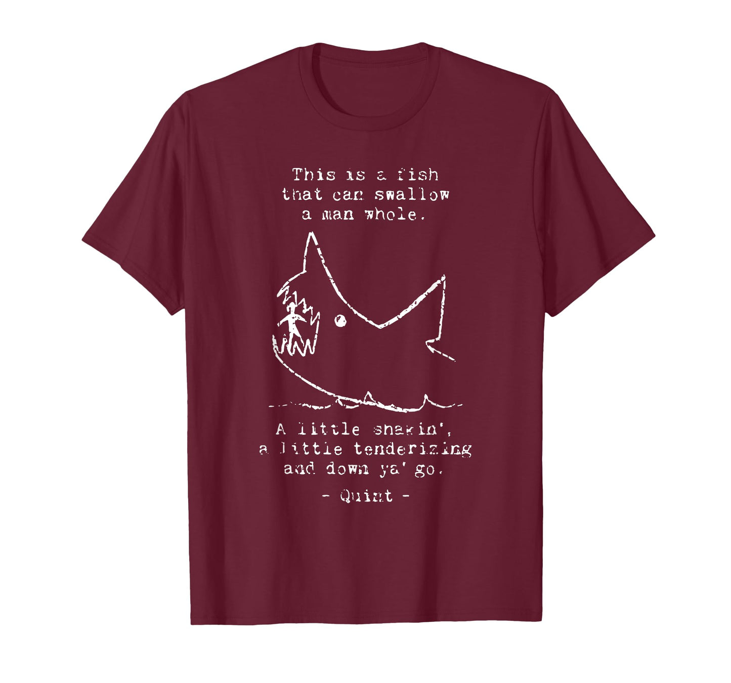 Quints Vintage Movies Ocean Shark Fishing 1975 Retro T-Shirt