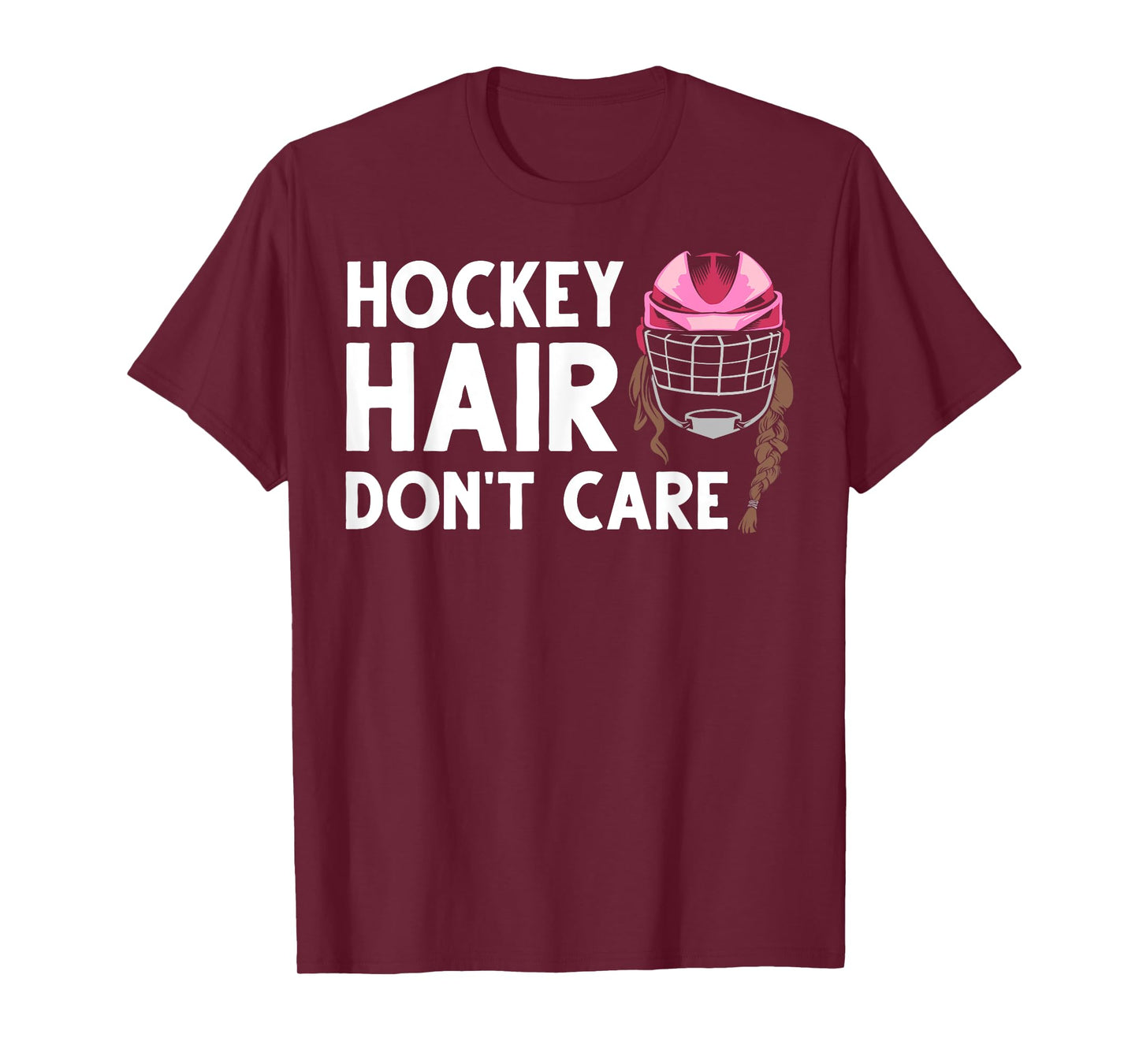 Funny Ice Hockey For Women Girls Field Hockey Helmet Hair T-Shirt