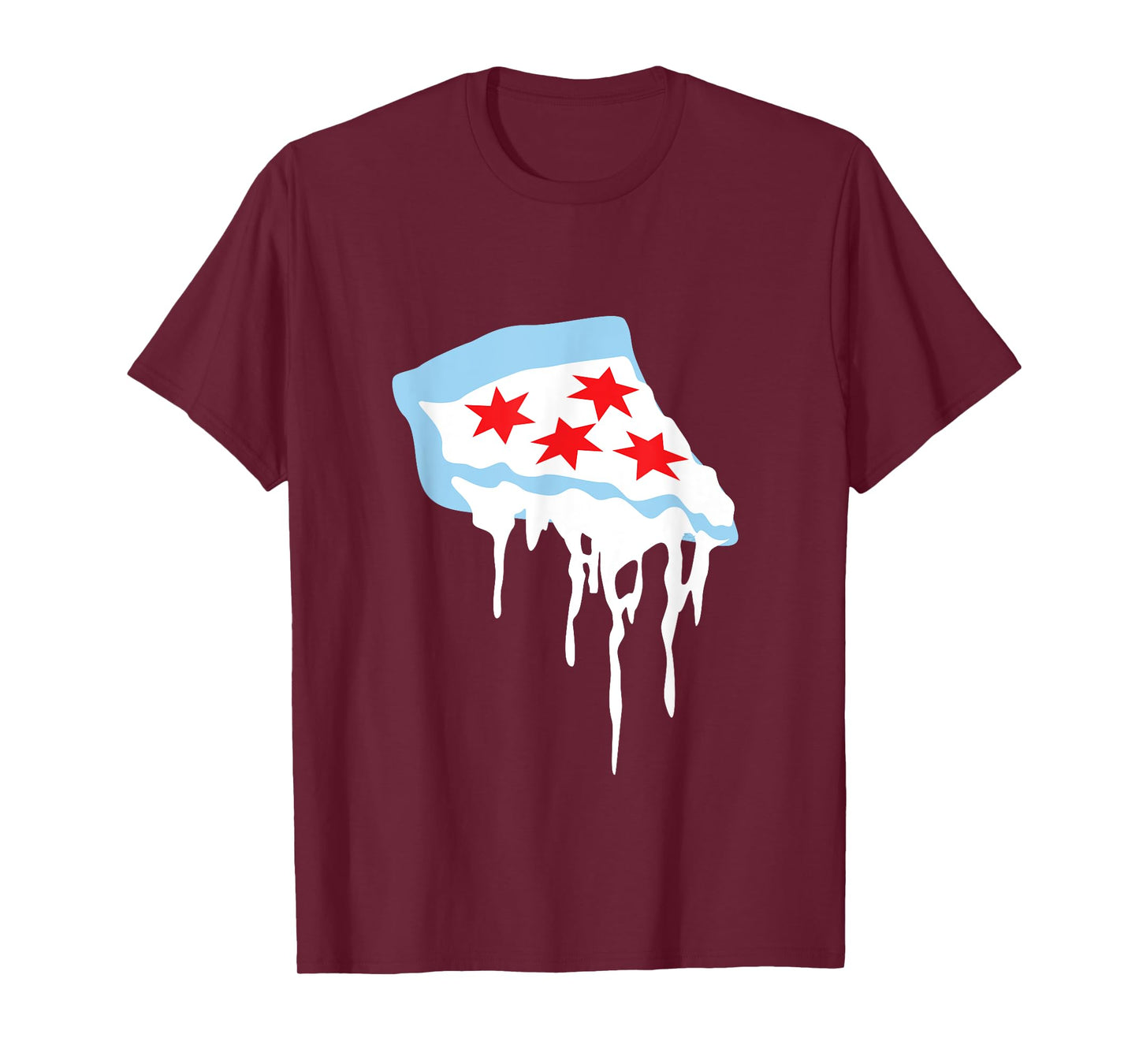 Katie Art Designs Men's Chicago Flag Pizza T-Shirt, Black, Small