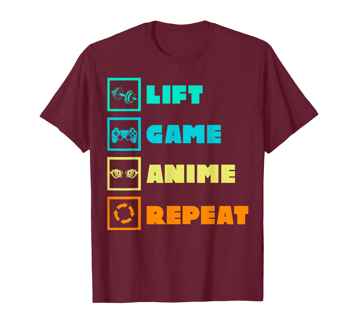 Lift Game Anime Repeat Funny Gym Humor Anime Lover Gamer T-Shirt