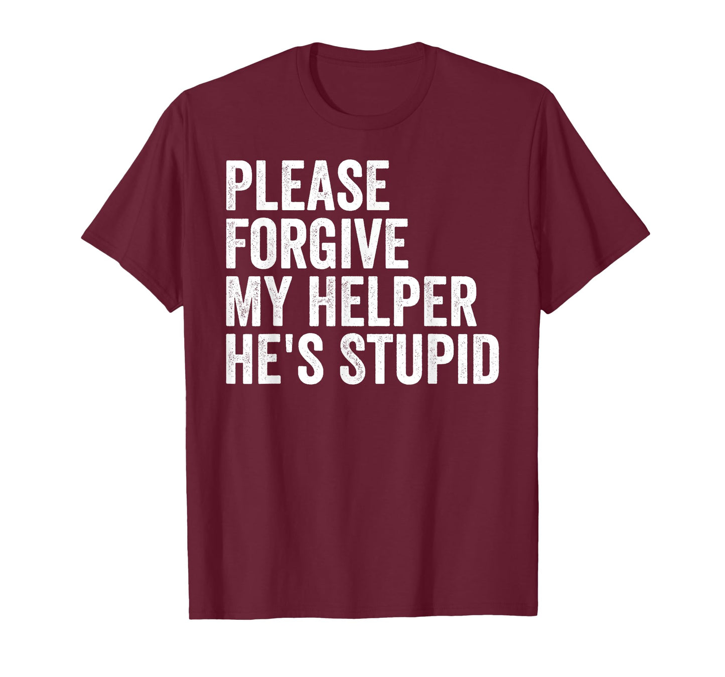 Please Forgive My Helper He's Stupid Sarcastic Quote T-Shirt