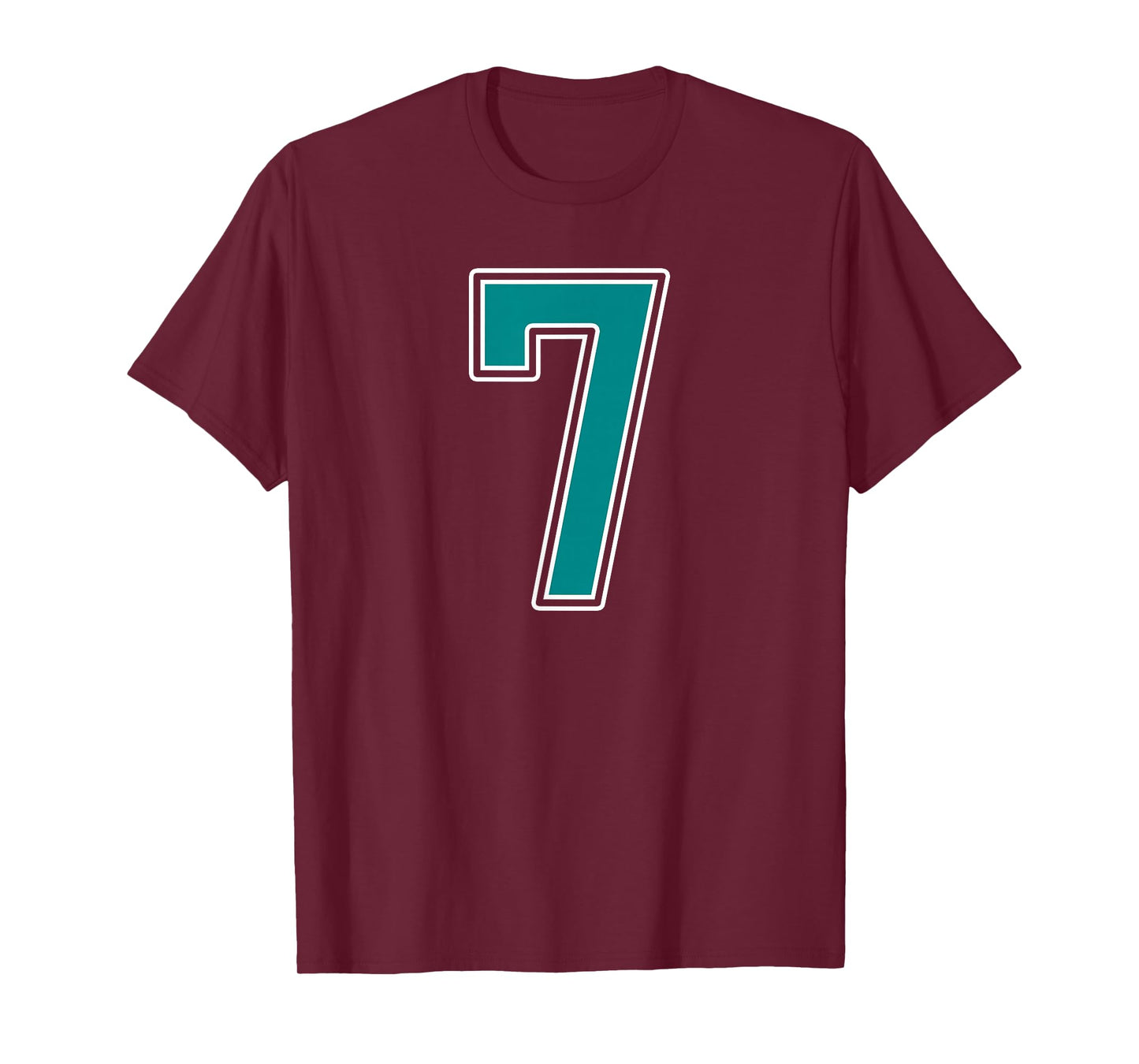 Teal and White Number 7 Jersey Player Uniform #7 Fan T-Shirt