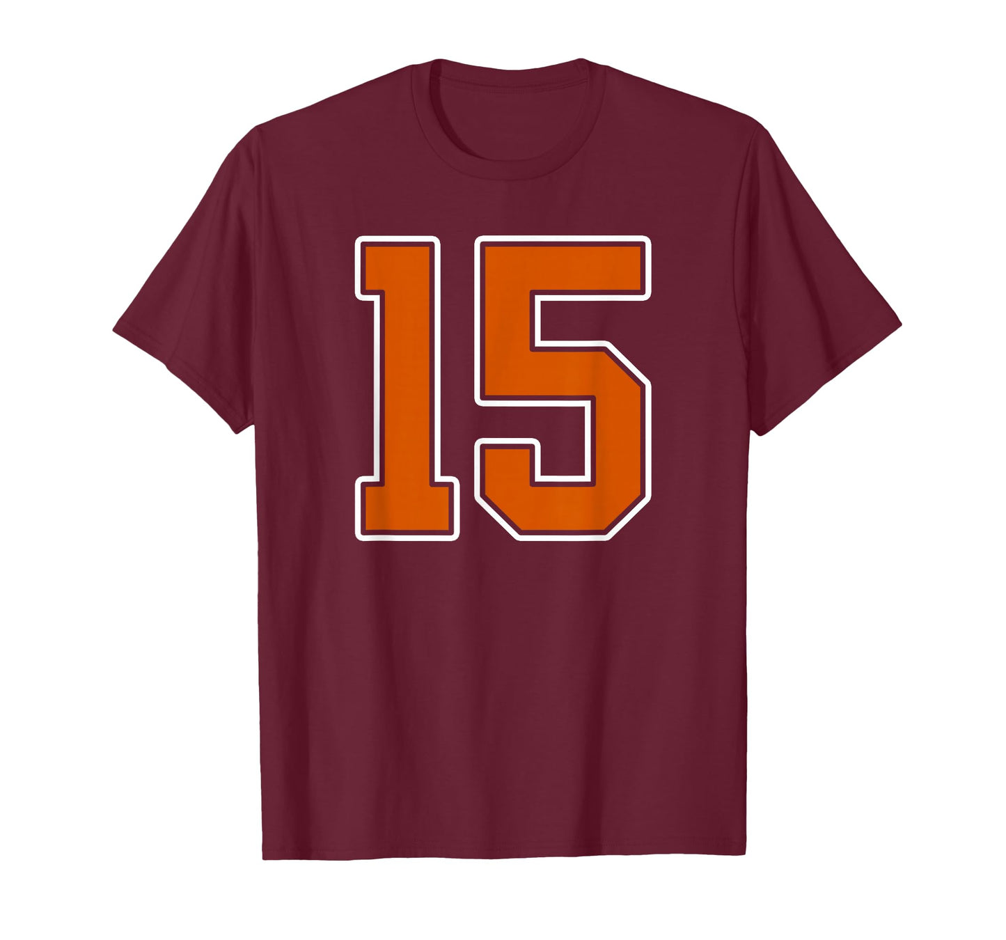 Burnt Orange White Number 15 Jersey Player Uniform #15 T-Shirt