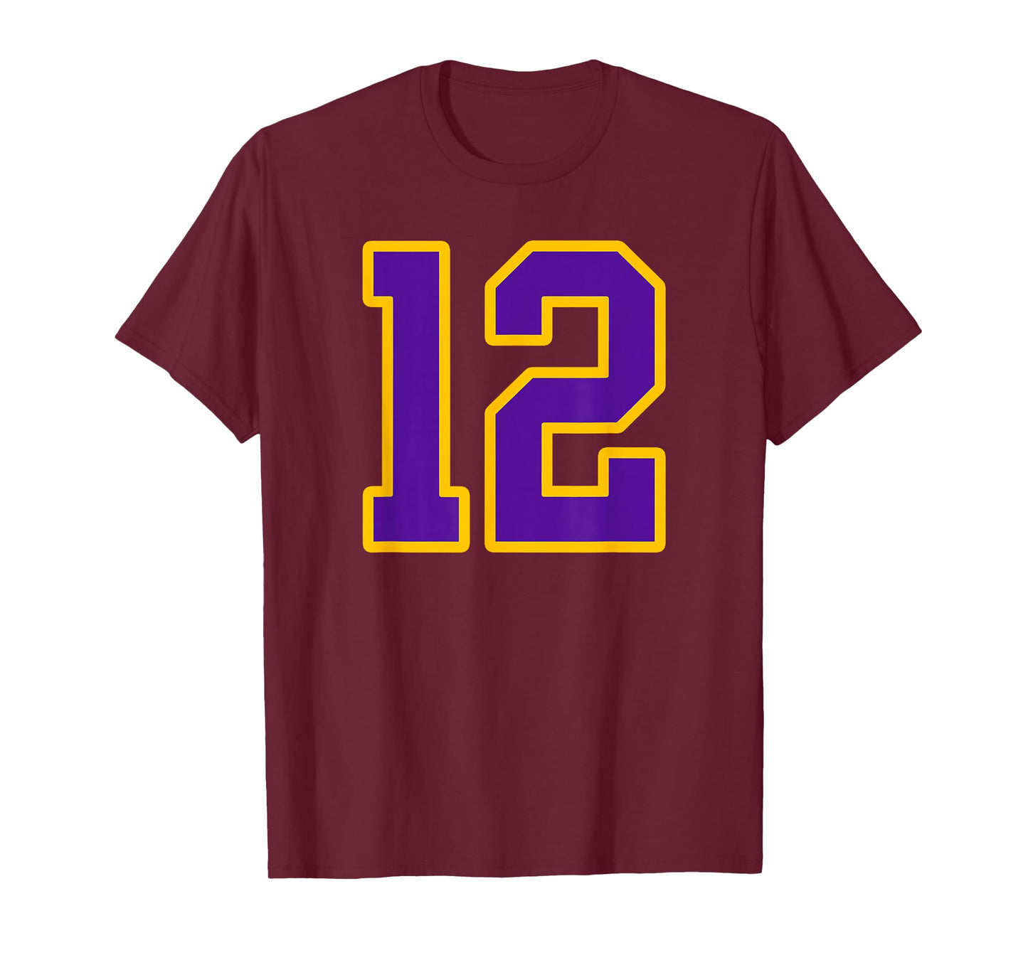 Purple and Gold Number 12 Jersey Player Uniform #12 Fan T-Shirt