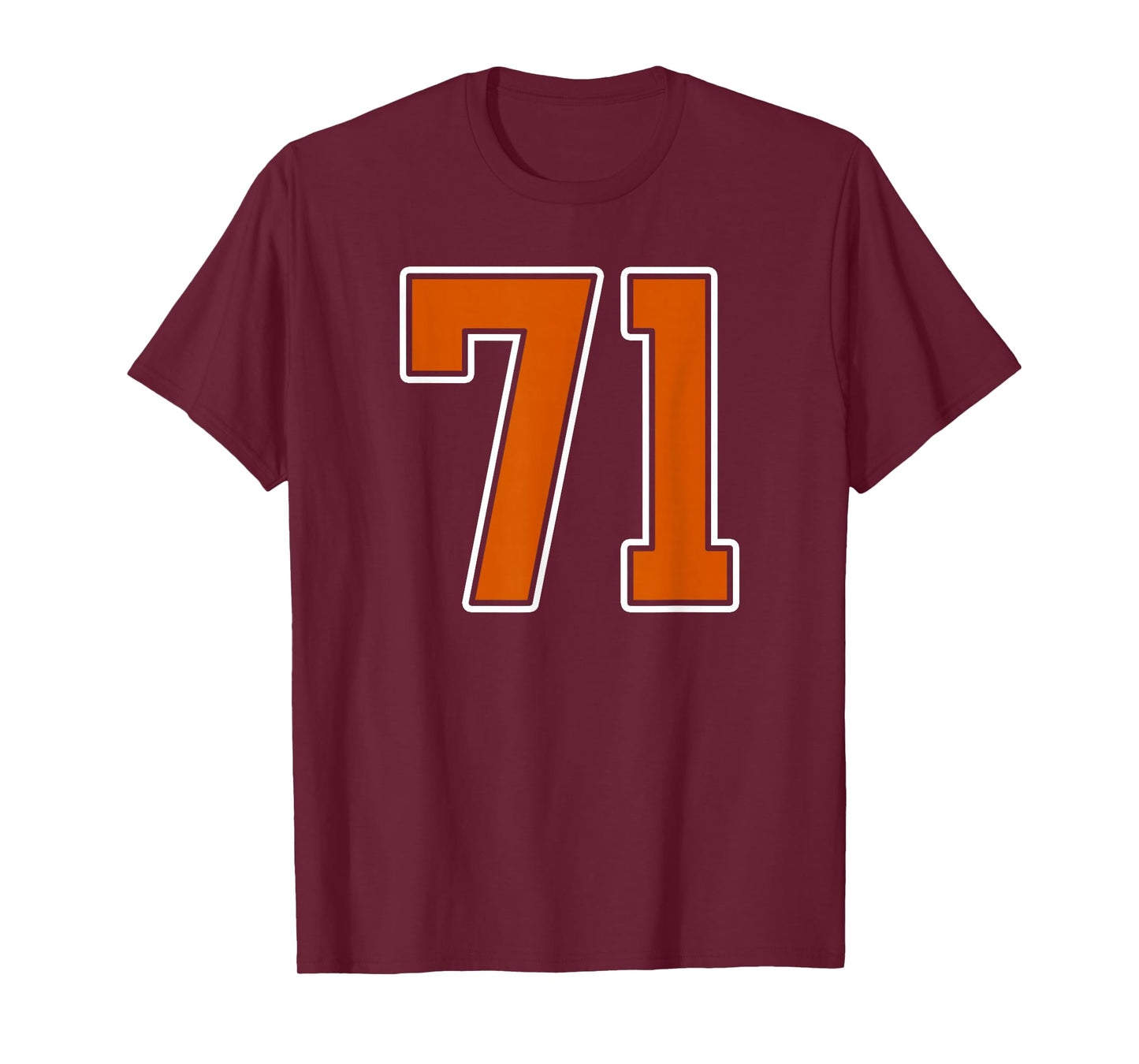 Burnt Orange White Number 71 Jersey Player Uniform #71 T-Shirt