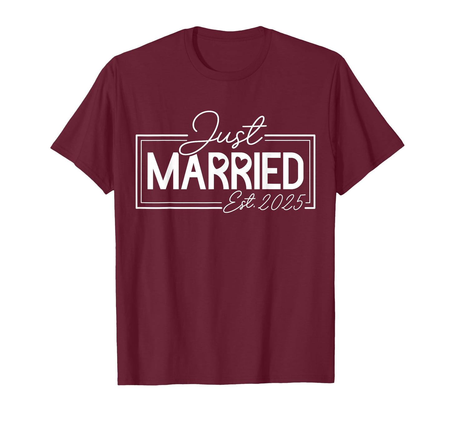 Just Married 2025 Honeymoon Wedding Couples Fiancee T-Shirt