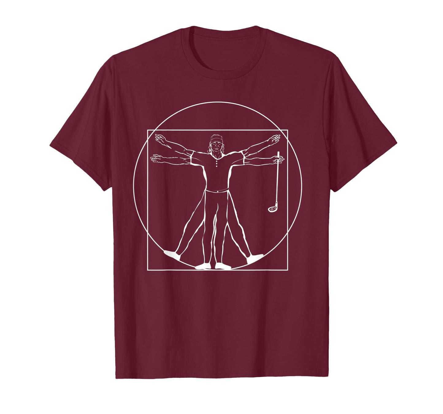 Golf Player - Da Vinci Vitruvian Man Golfing T-Shirt