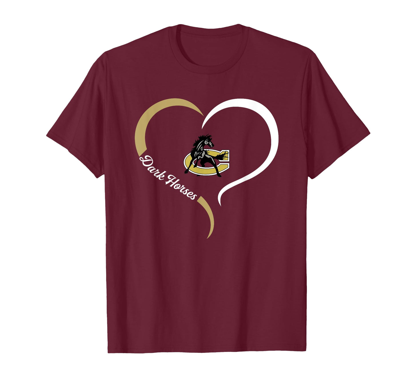 Clinton Dark Horses Logo Half Heart Slogan HS T-Shirt