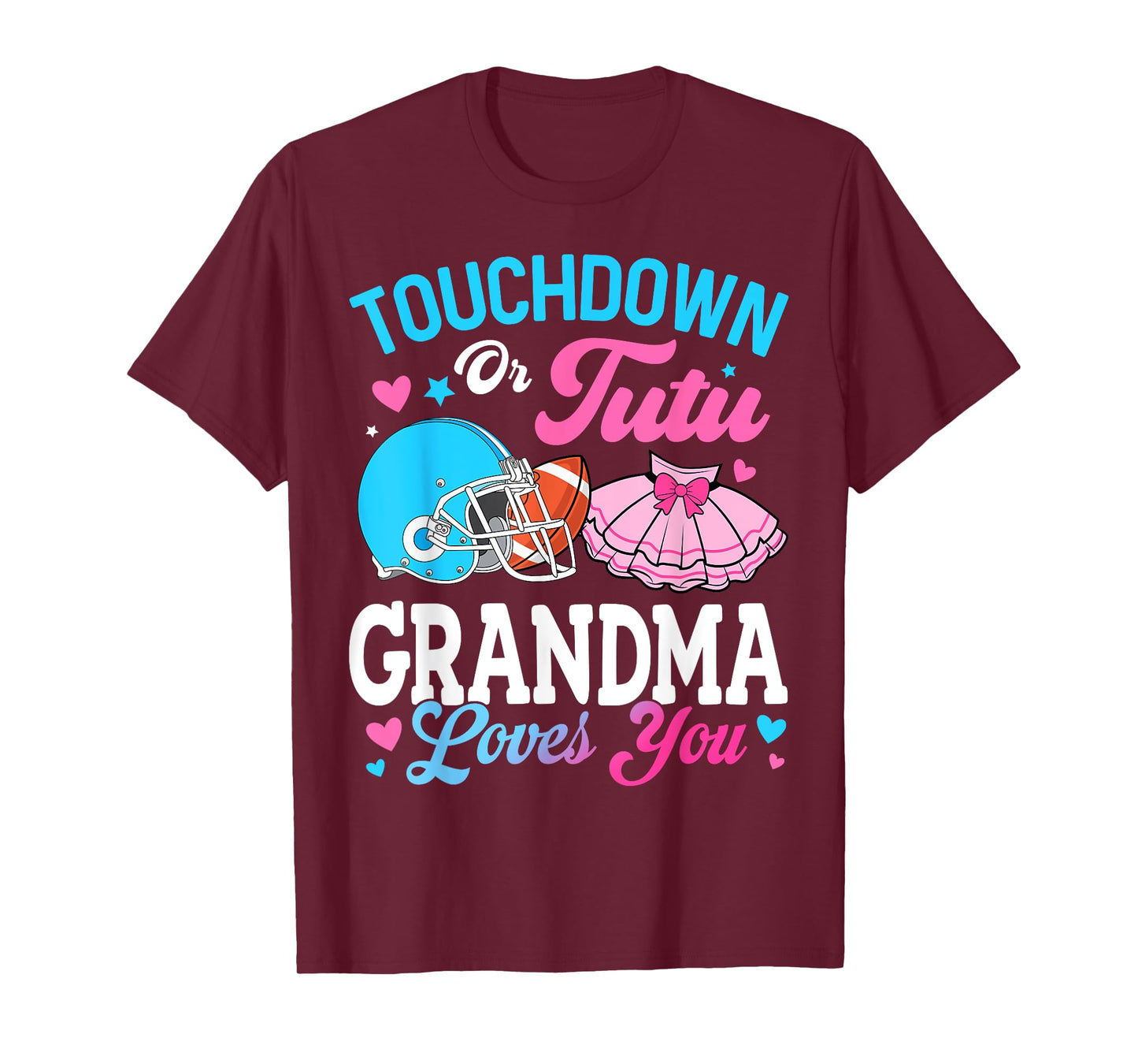 Touchdown or Tutu Grandma Loves You Gender Reveal Family T-Shirt