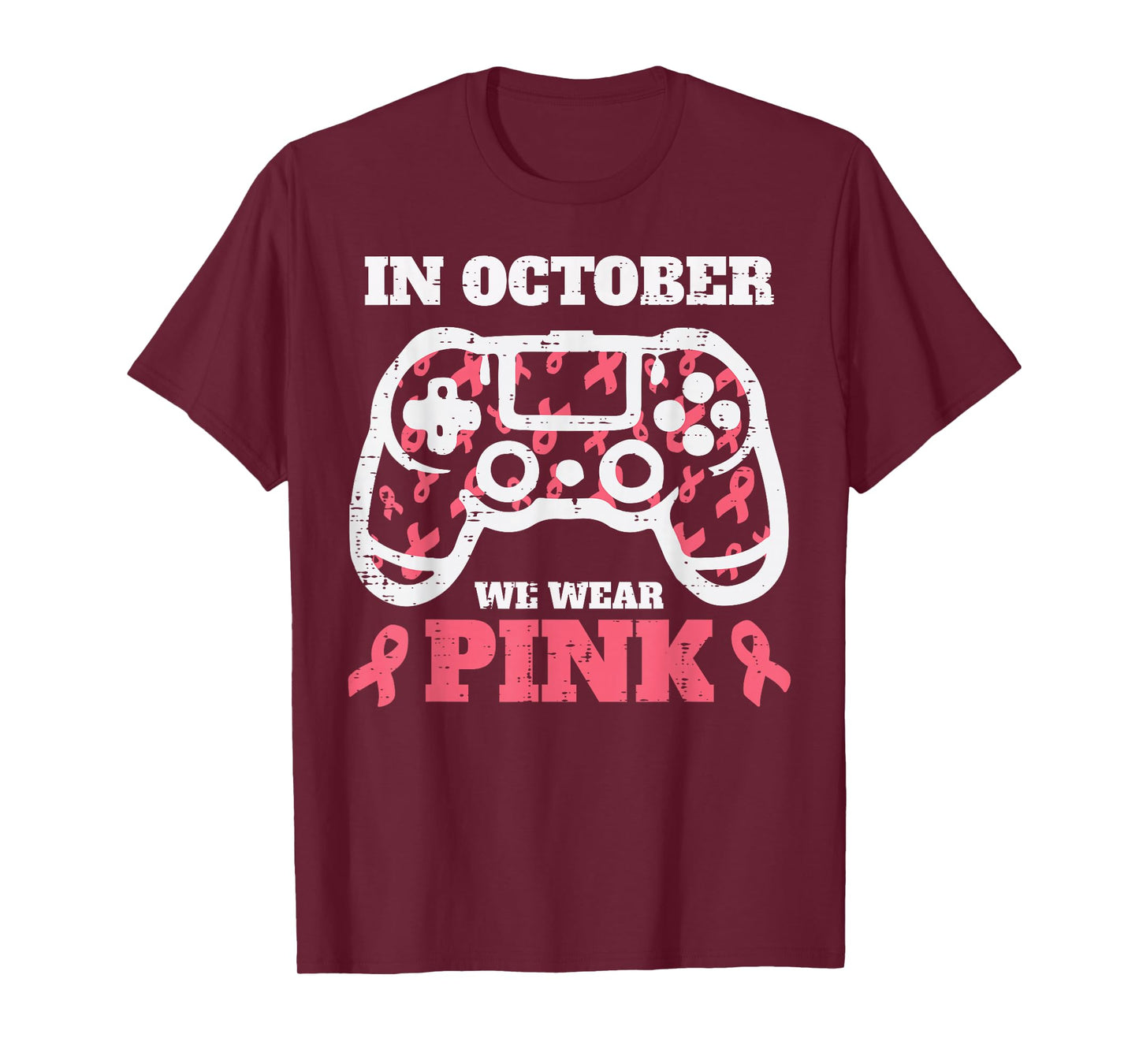 Breast Cancer Gamer October Wear Pink Awareness Boys Kids T-Shirt