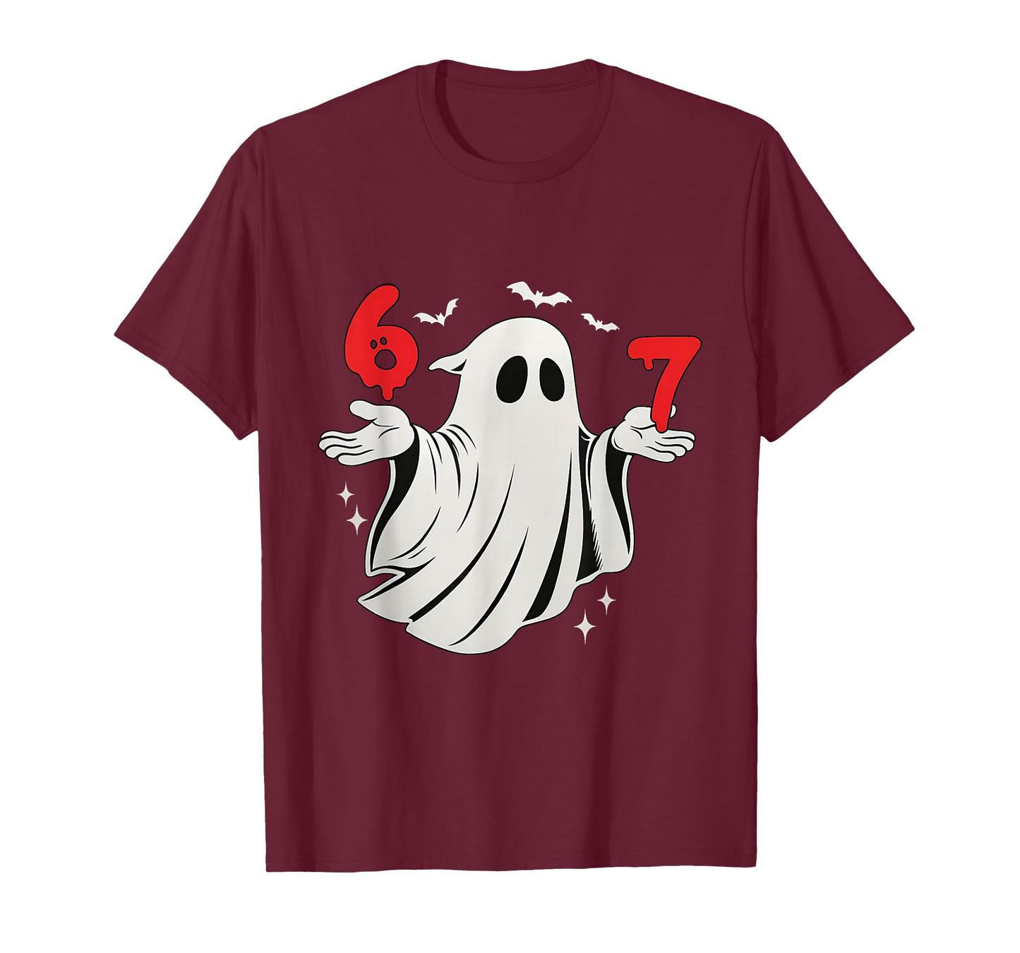 Funny 6 7 Six Seven Meme Halloween Humor Ghost Costume Meme T-Shirt