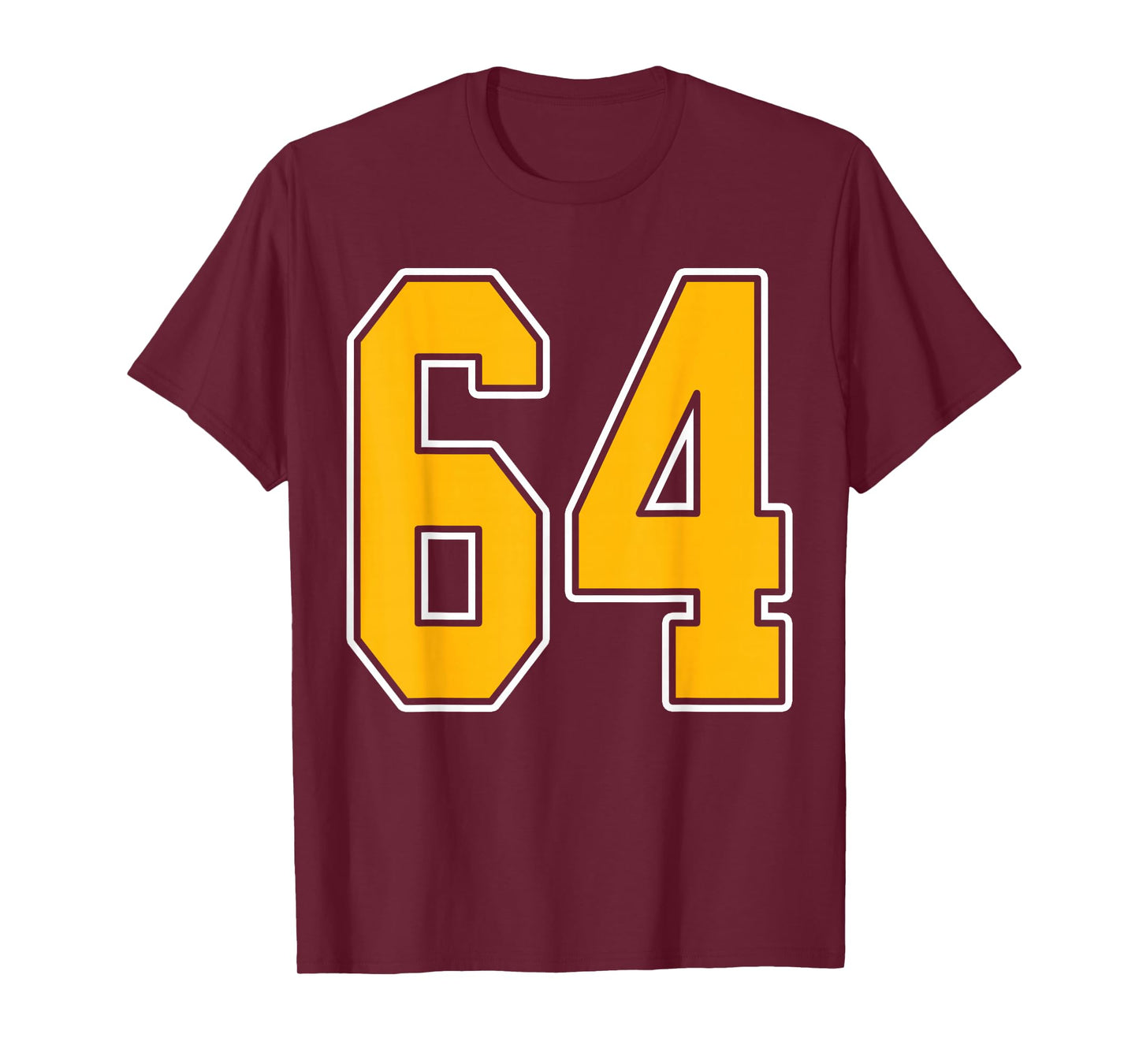 Gold and White Sports Number 64 Jersey Uniform Player T-Shirt