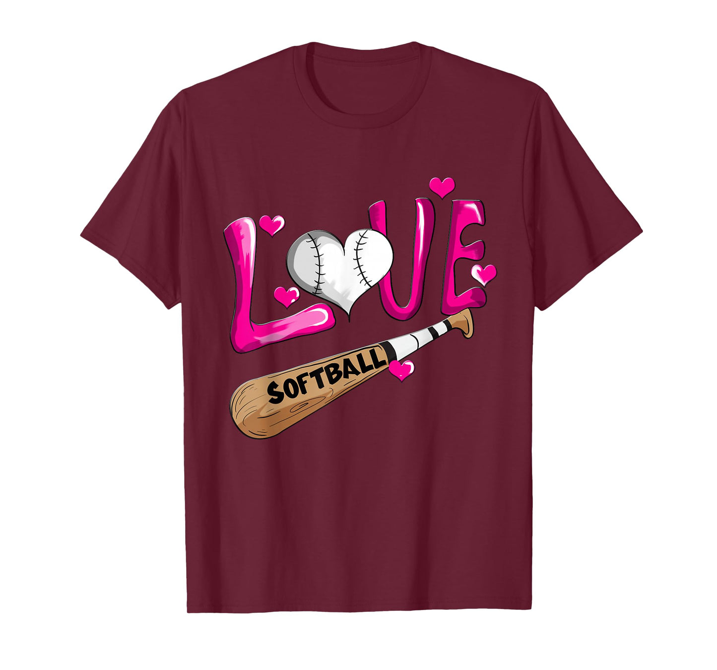 Love Softball Girl Softball Bat Women Field Player T-Shirt