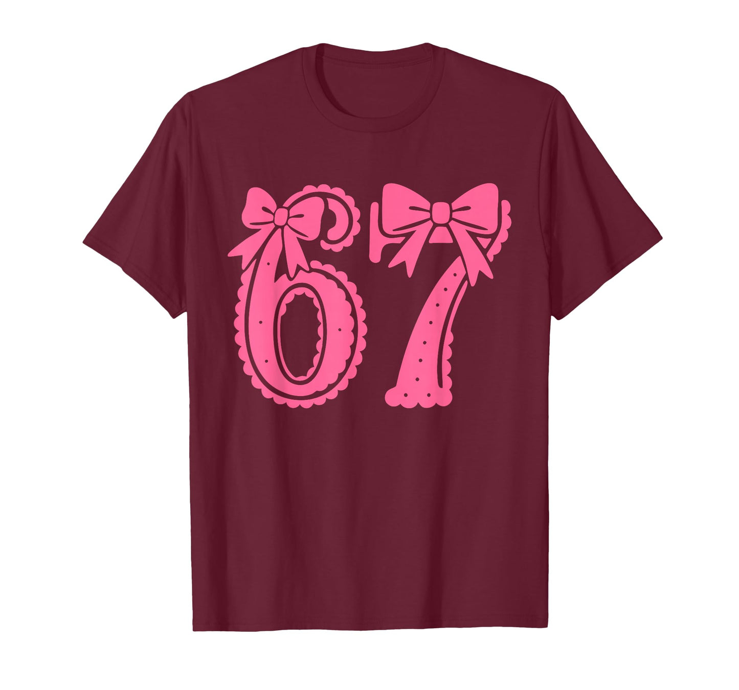 67 Number Six Seven Alpha Slang Coquette Bow Pink Funny Meme T-Shirt