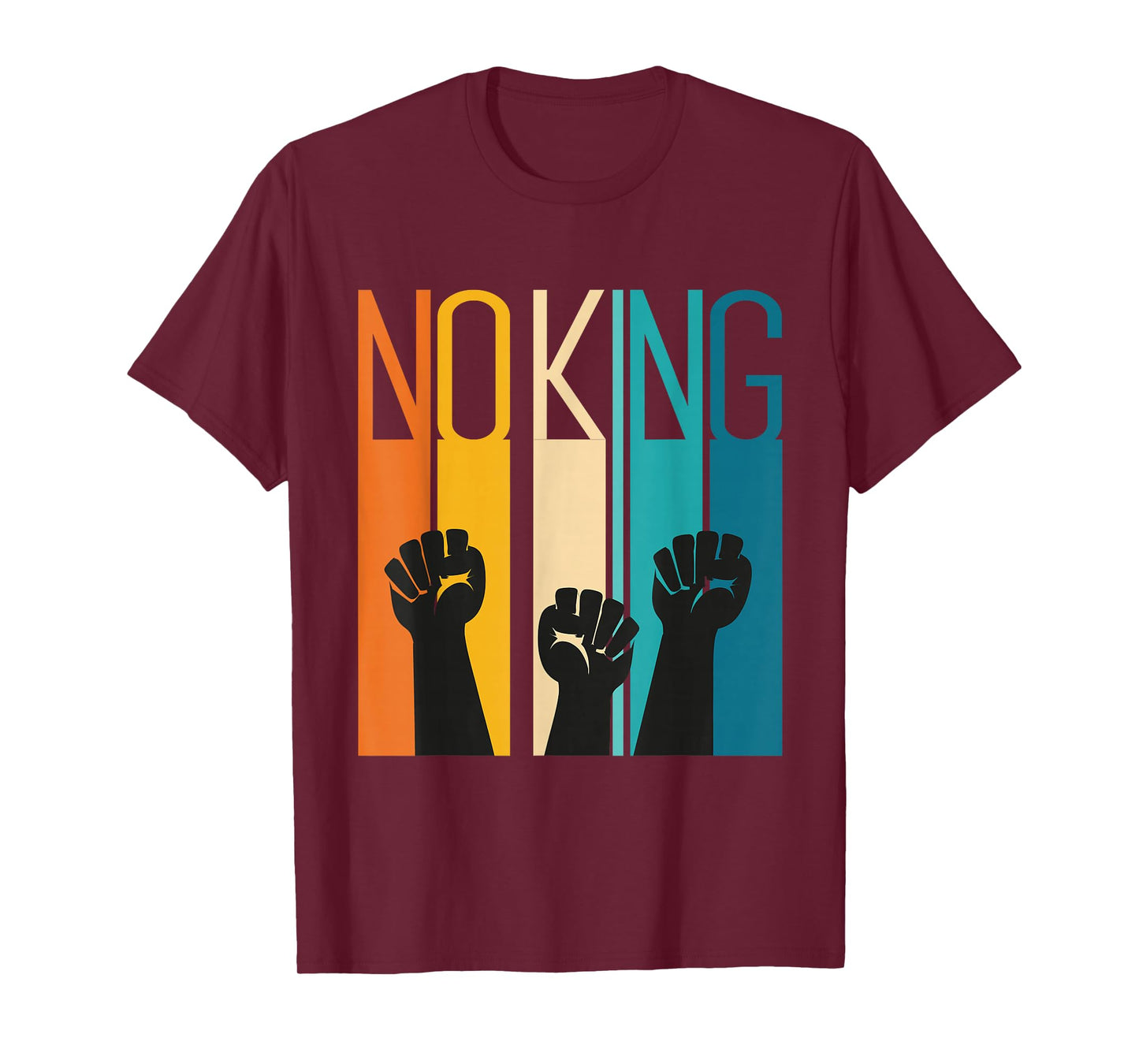 No King Protest in Vintage Retro Sunset Look & Resist Fists T-Shirt