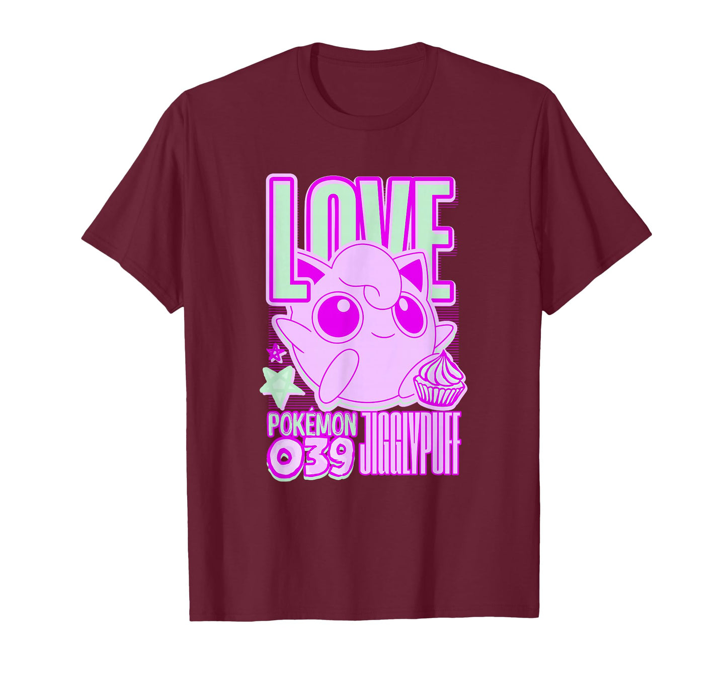 Pokémon Jigglypuff Love Neon Pink Cute Pocket Monster T-Shirt