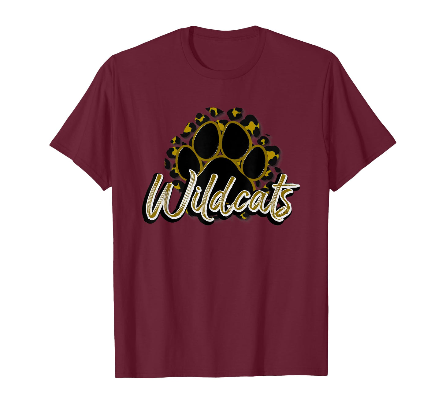 Wildcats Gold Black Cheetah School Sports Fan Team Spirit T-Shirt