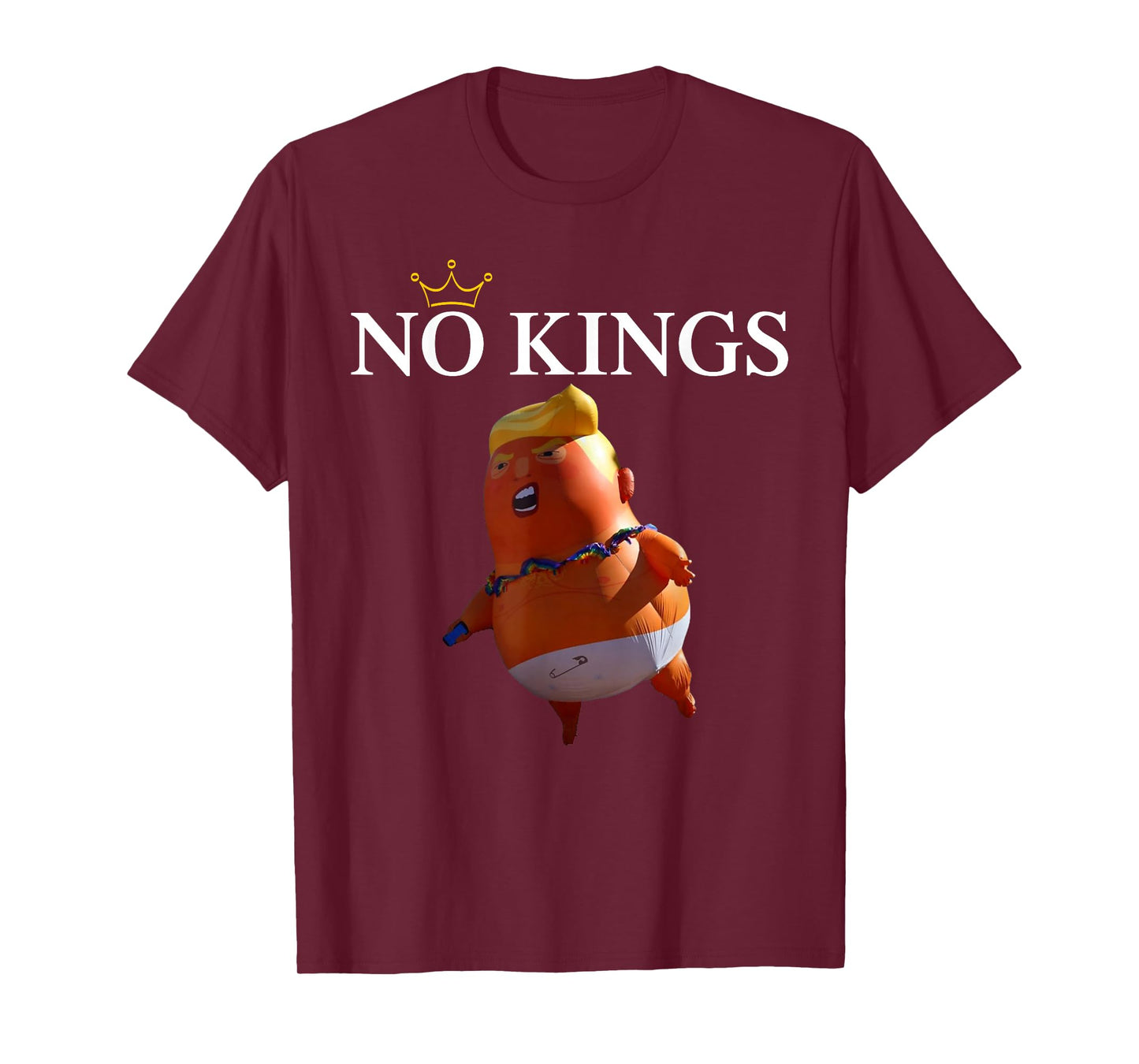 No Kings Patriotic US Flag Funny Not King Humorous T-Shirt
