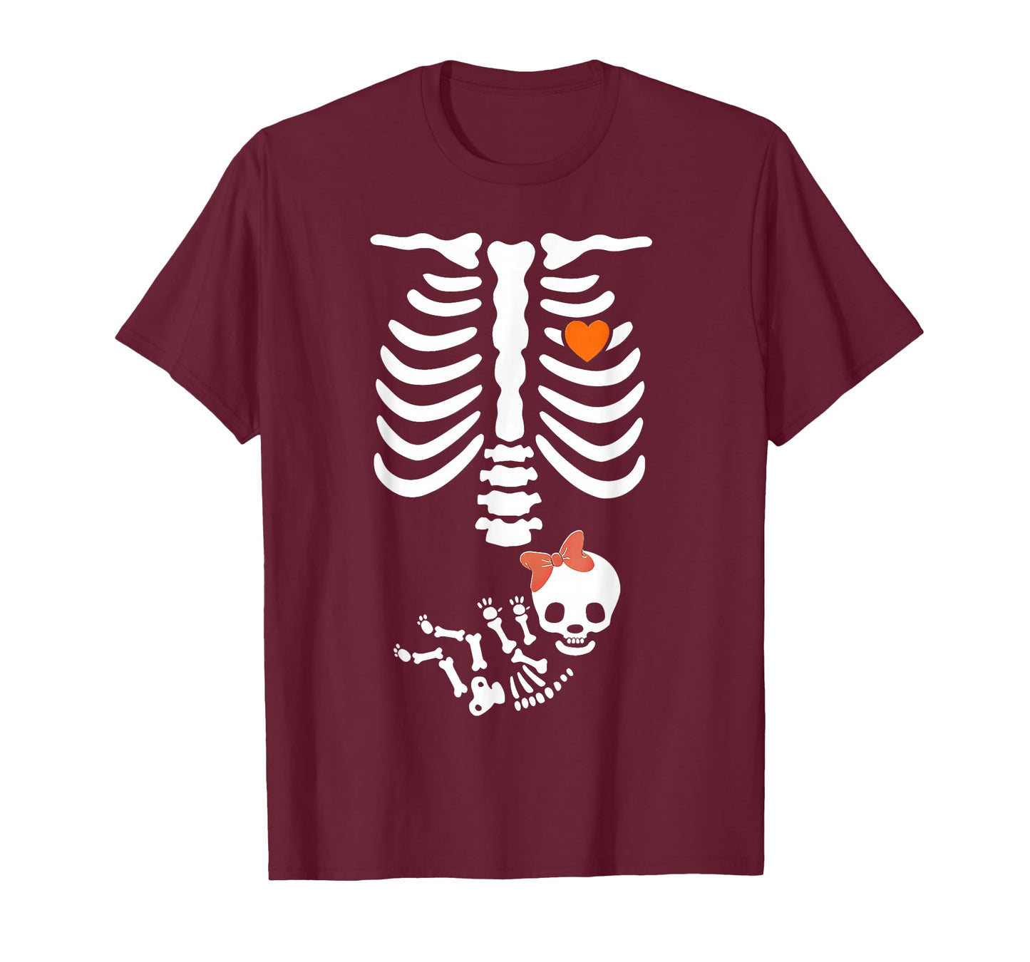 Maternity Skeleton Baby Girl Halloween Costume T-Shirt
