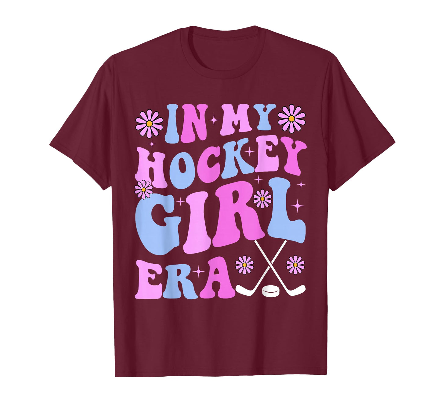 In My Hockey Girl Era Groovy Game Day Hockey T-Shirt