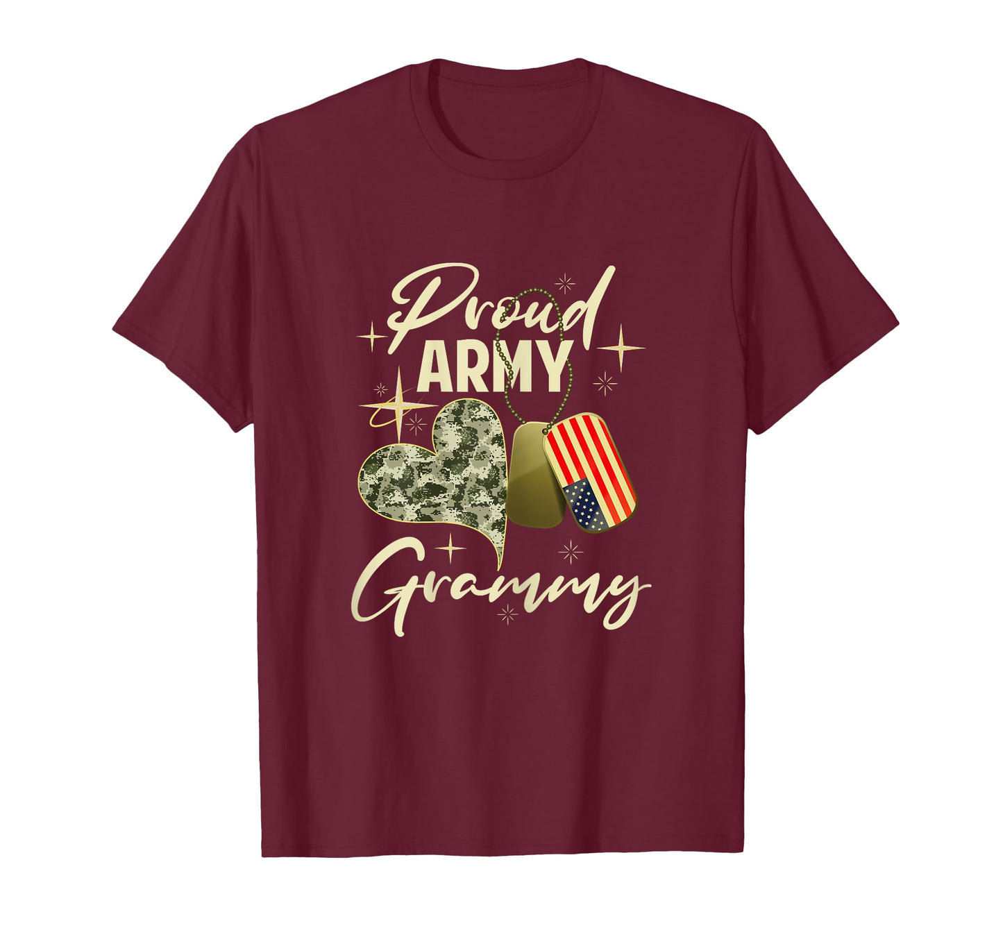 Proud Army Grammy Camouflage Mother's Day Dog Tag US Flag T-Shirt for Women