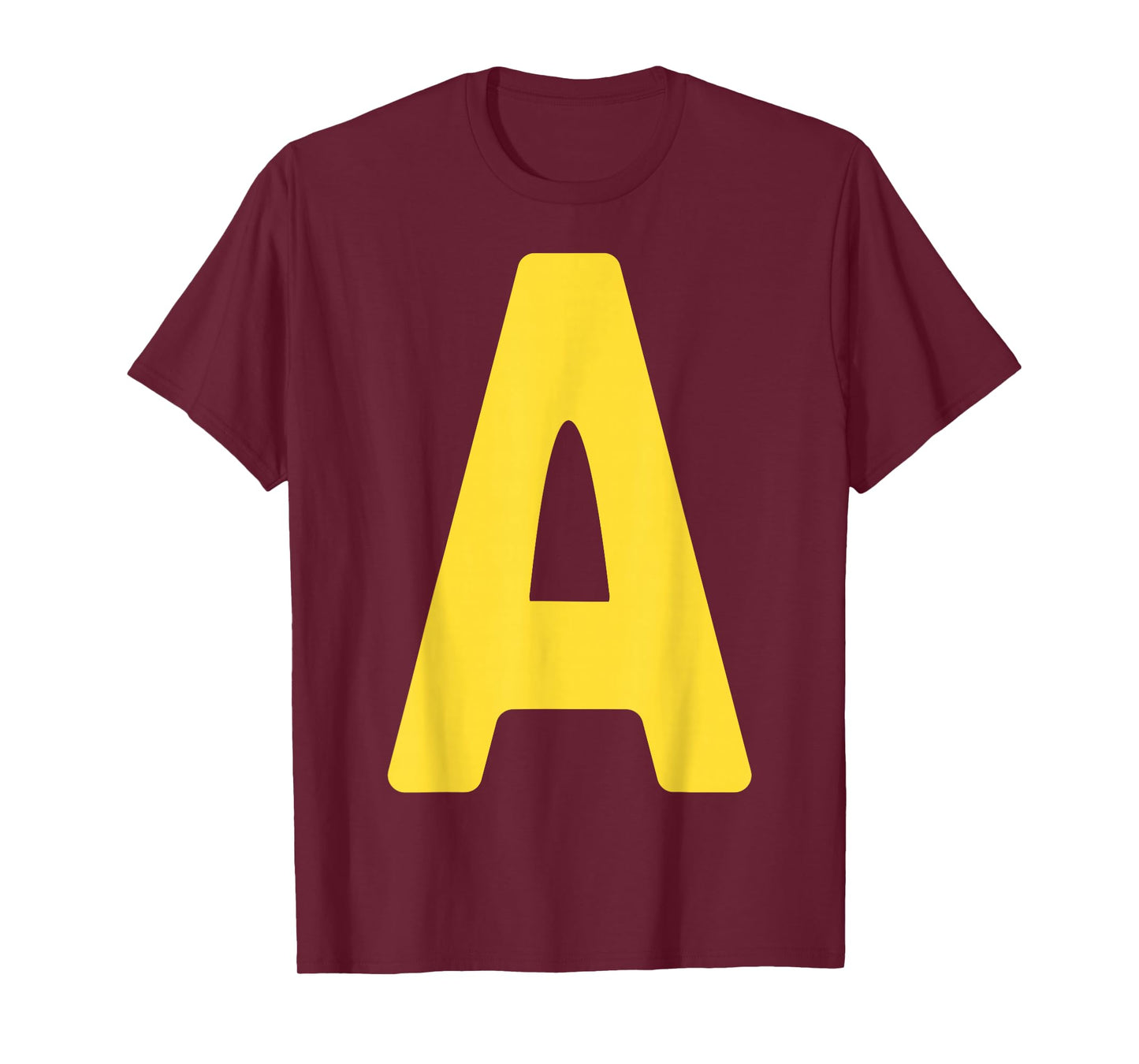 Letter A Alphabet Yellow On Red Halloween Costume Party T-Shirt