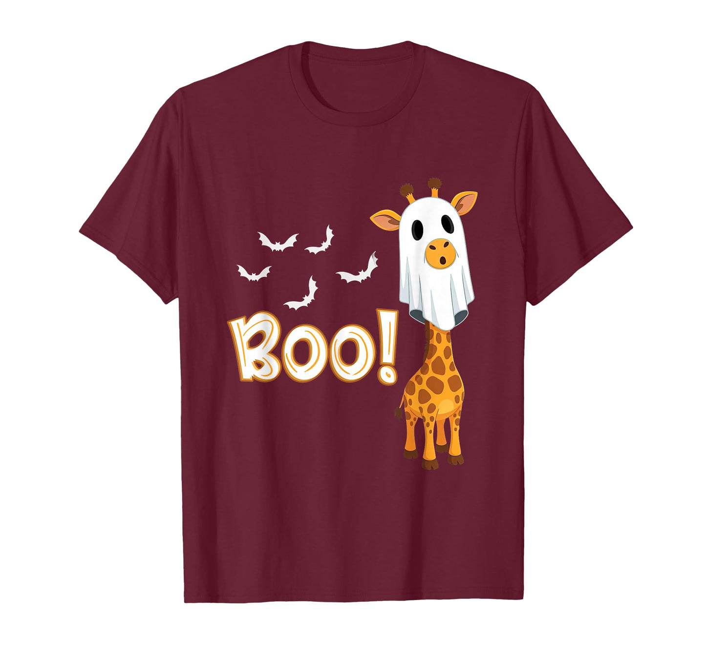 Boo Ghost Giraffe Halloween Fall Autumn Animal Lover Kids T-Shirt