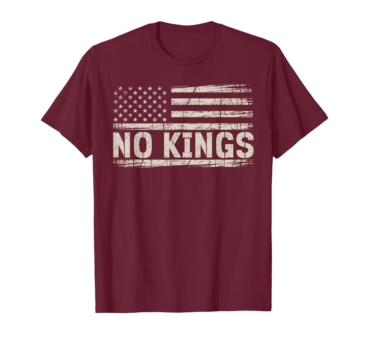 No Kings American Flag Vintage Not King Patriotic US Flag T-Shirt