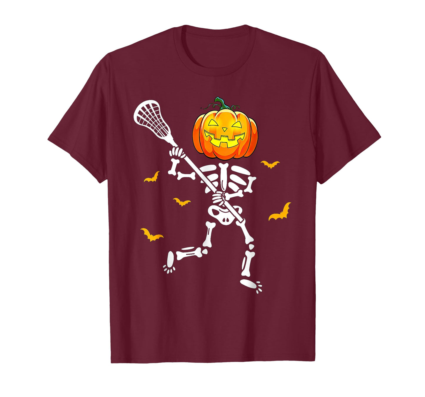 Pumpkin Skeleton Lacrosse Halloween T-Shirt