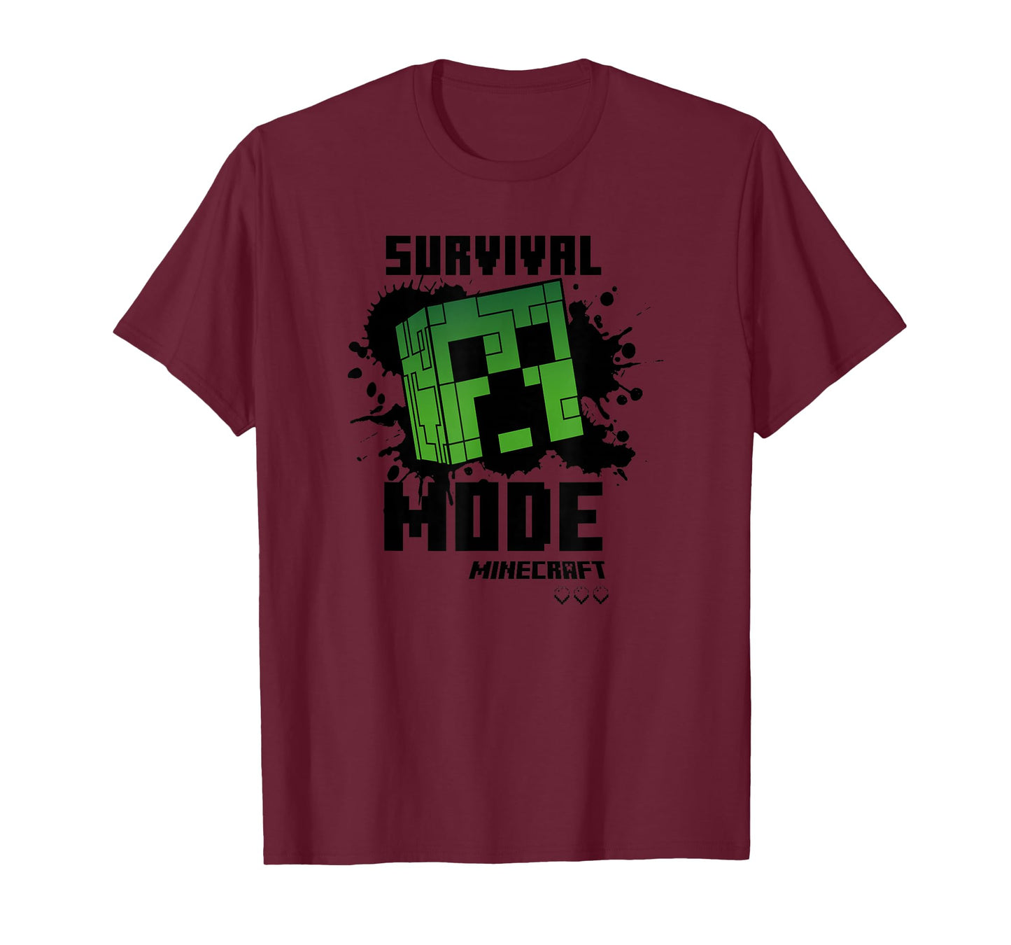 Minecraft Creeper Black Splat Survival Mode T-Shirt