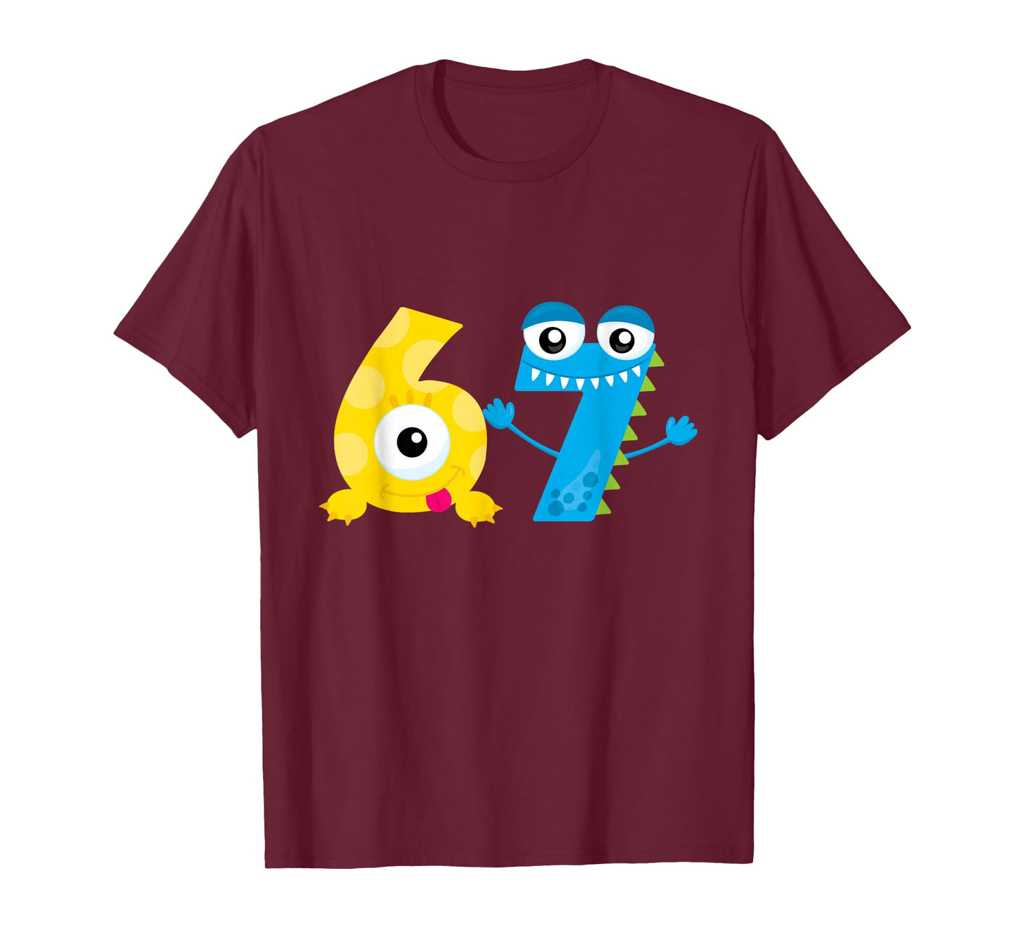 Bruh 67 Six Seven Monsters 6-7 Funny Brainrot Meme Kids Teen T-Shirt