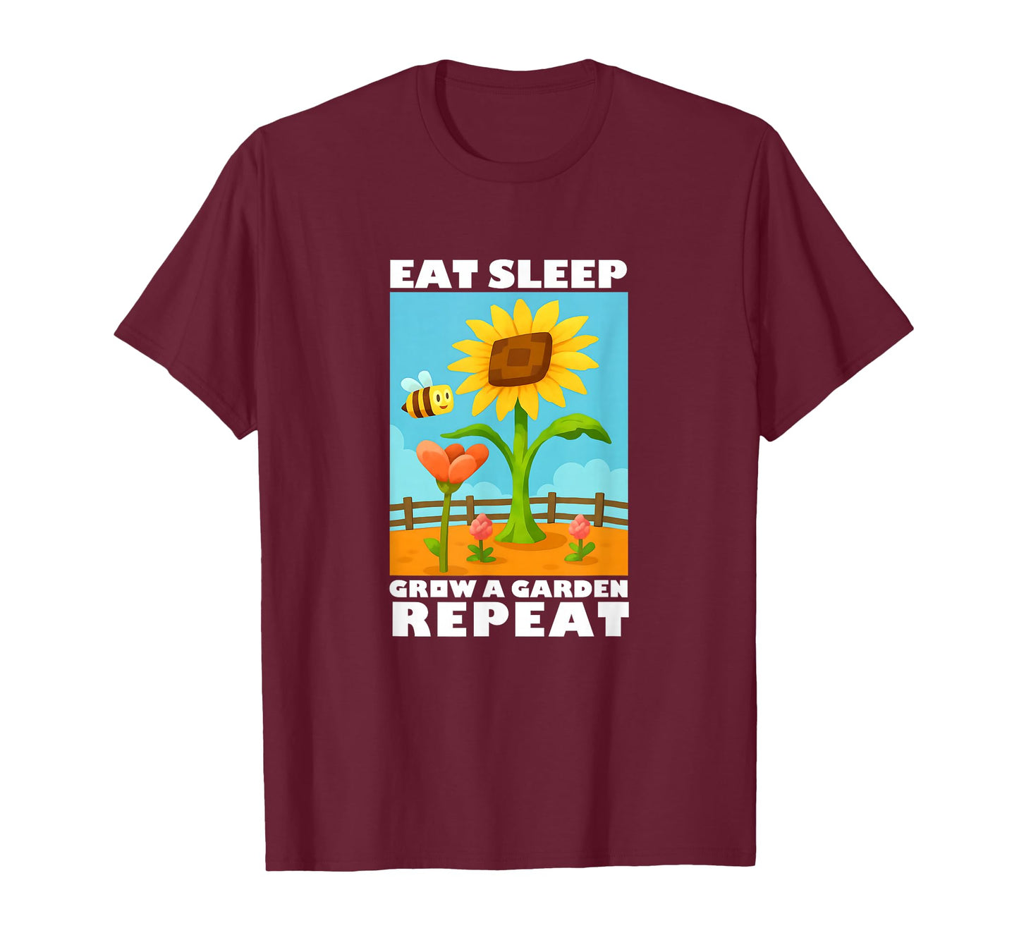 Eat Sleep Grow a Garden Repeat Gamer Style T-Shirt