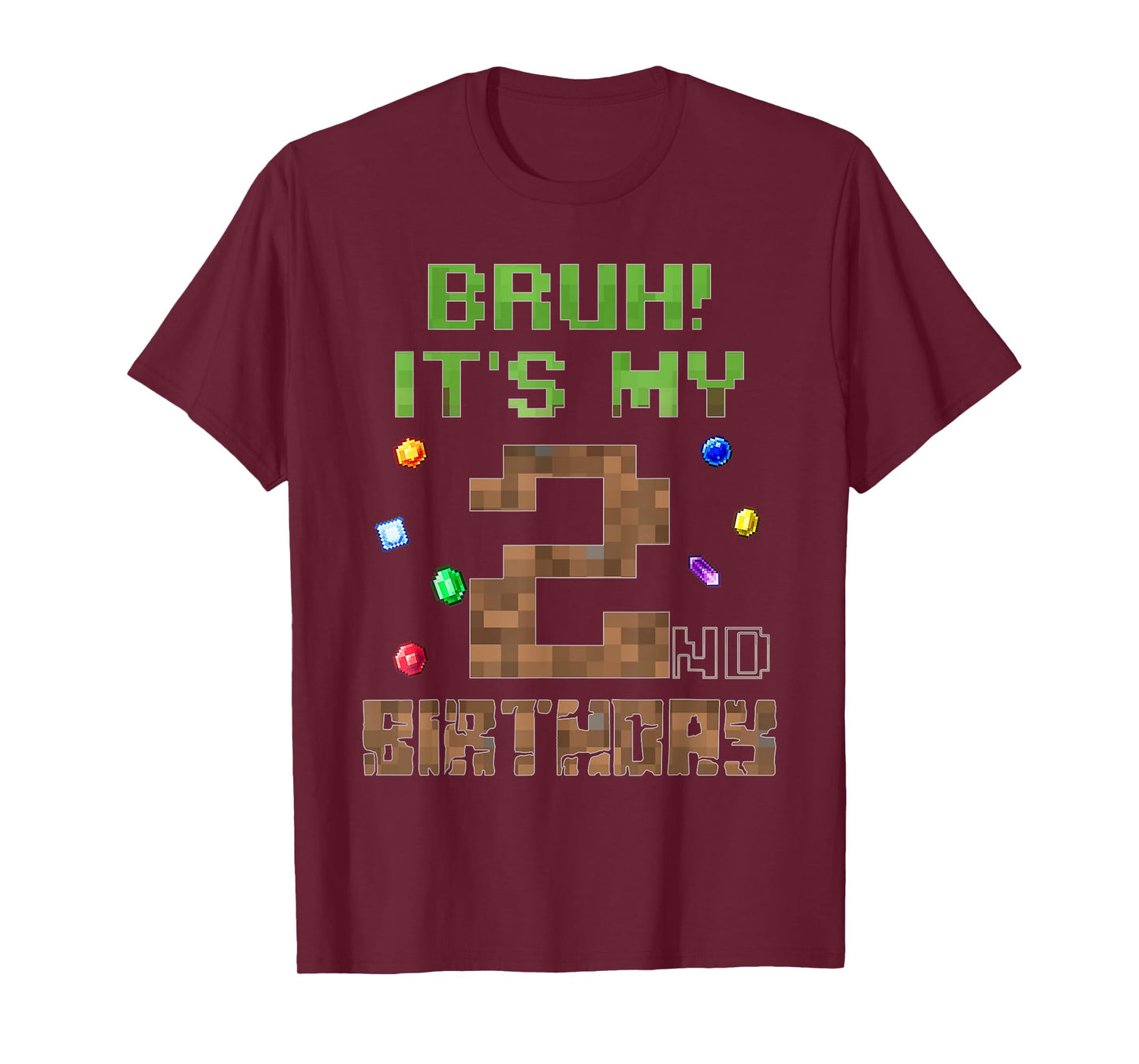 B-Day Boy Shirt Bruh It's My 2nd Birthday Video Game Pixel T-Shirt