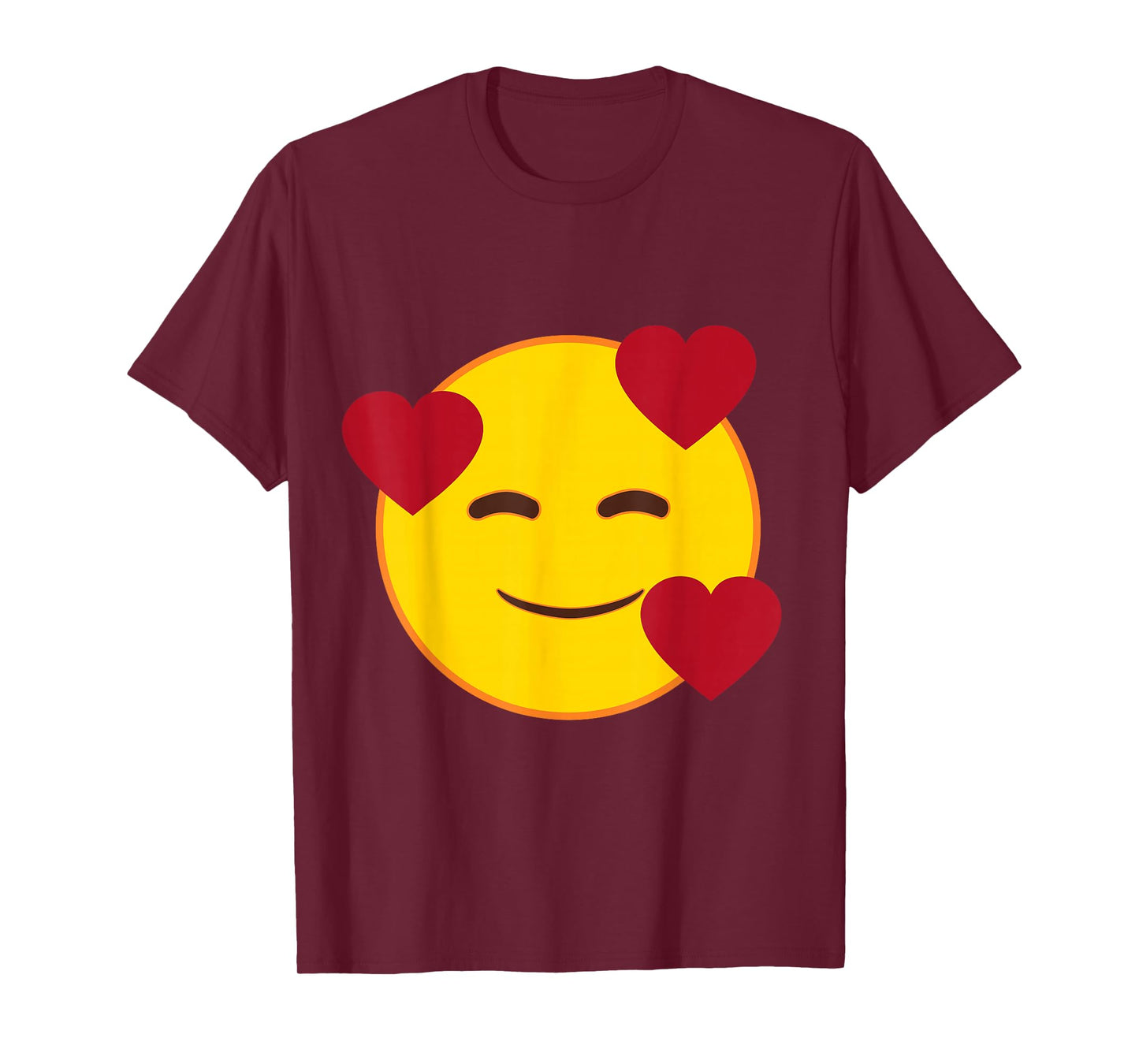 Official Emoji Floating Hearts Yellow Smile Face T-Shirt