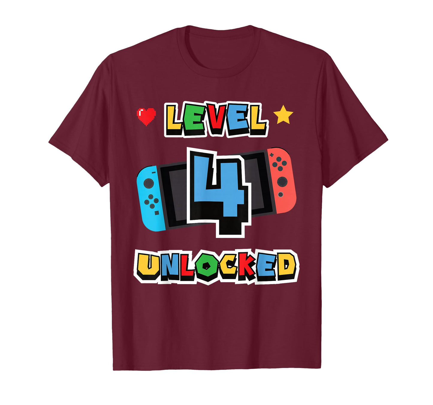 Level 4 Unlocked 4th Birthday Kids Video Game 4 Years Old T-Shirt