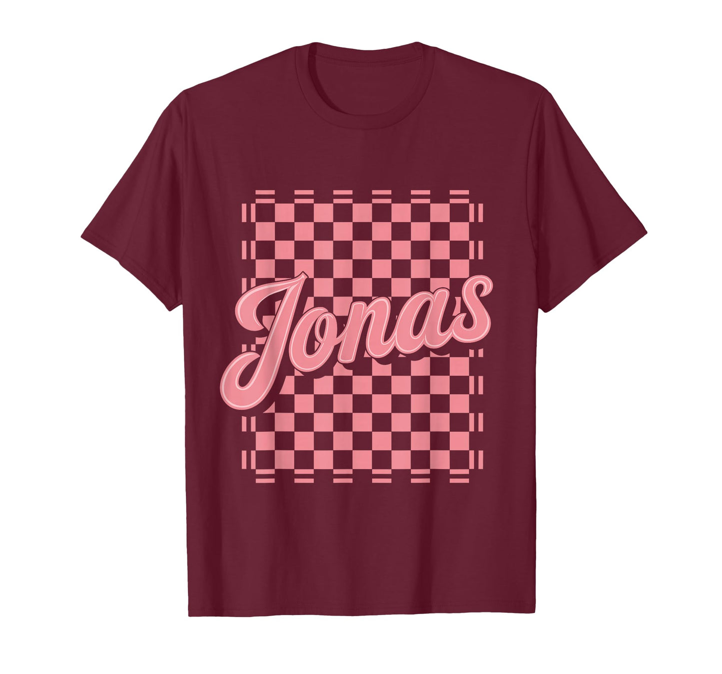 Checkered Pink Jonas Name T-Shirt