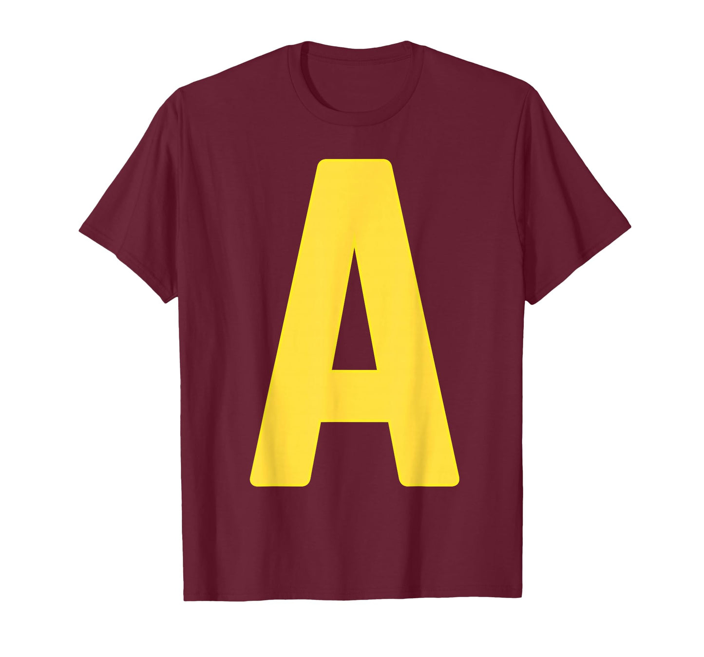 Letter A Yellow On Red Halloween Costume Party T-Shirt