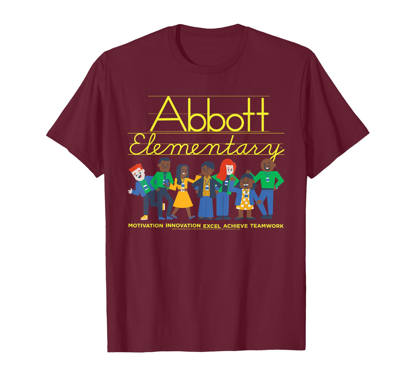 Abbott Elementary Cartoon Staff with Logo Funny TV Show T-Shirt