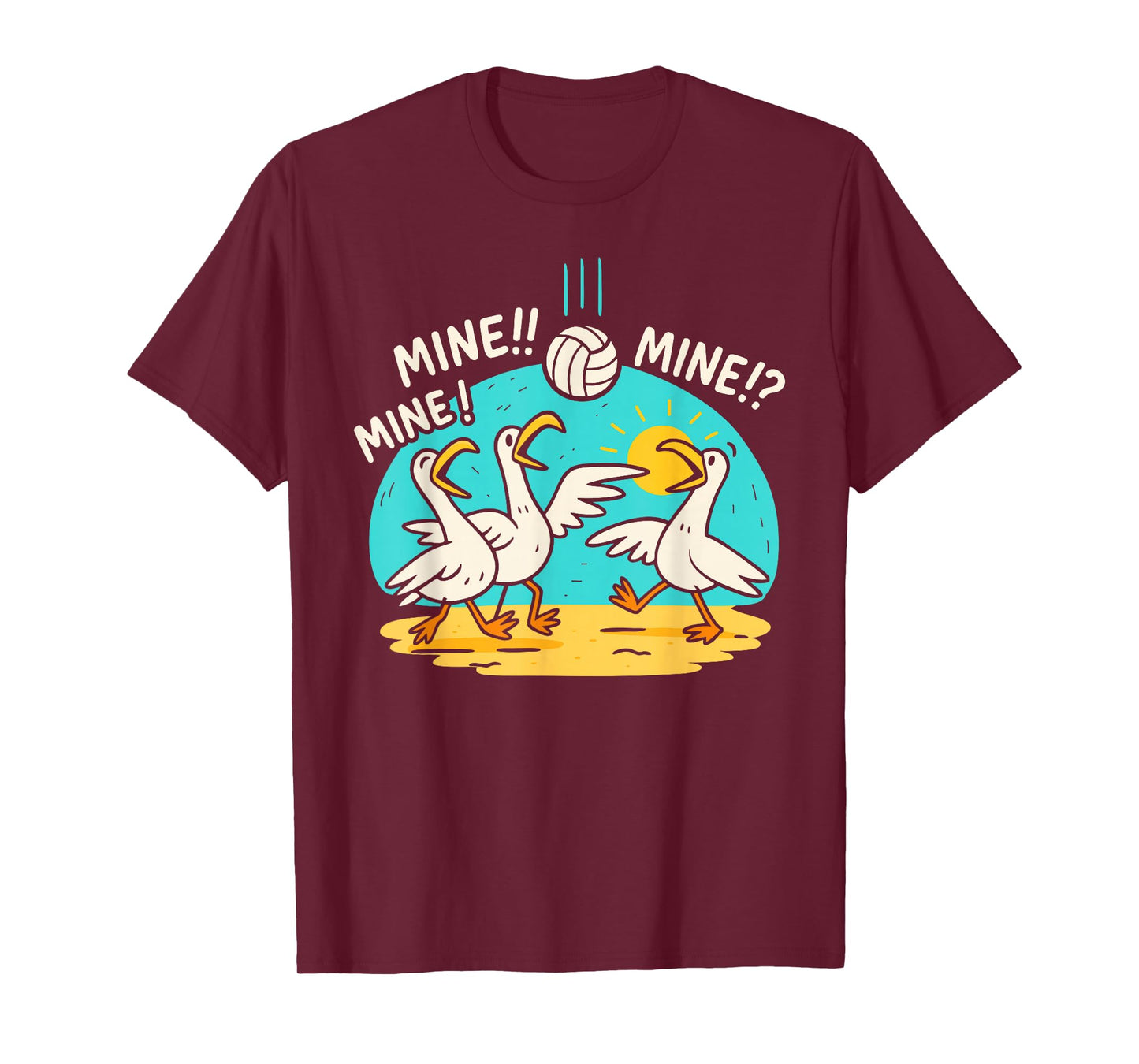 Funny Bird Playing Volleyball Mine Game Day Vibes Sports T-Shirt